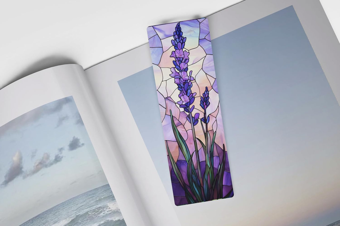 TwoDays 5Pcs Stained Glass Art Flower Bookmark - Transparent PVC Bookmark for Reading Women, Floral Bookish Gifts for Book Lovers Booktok, Cute Book Accessories (6'' X 2'')