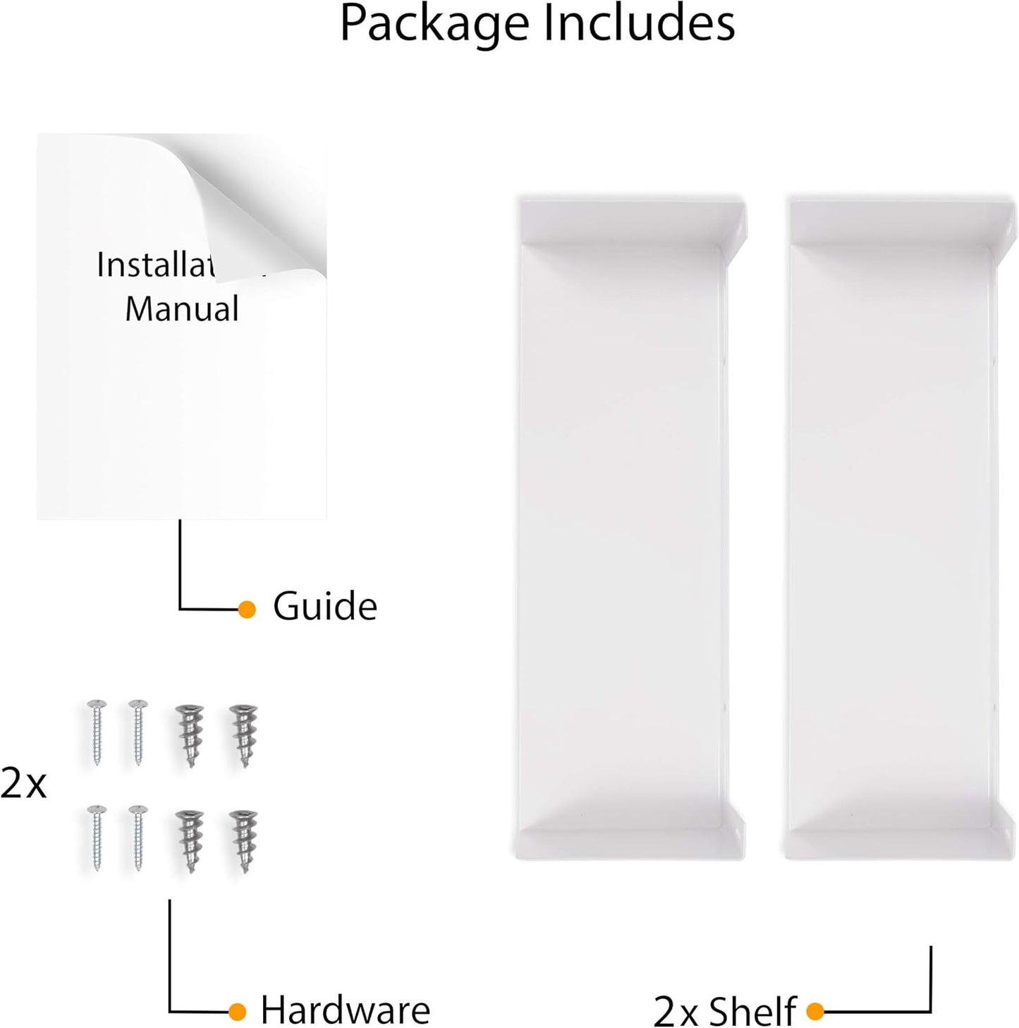 Wallniture U Shape Floating Metal Bookshelf White Set of 2