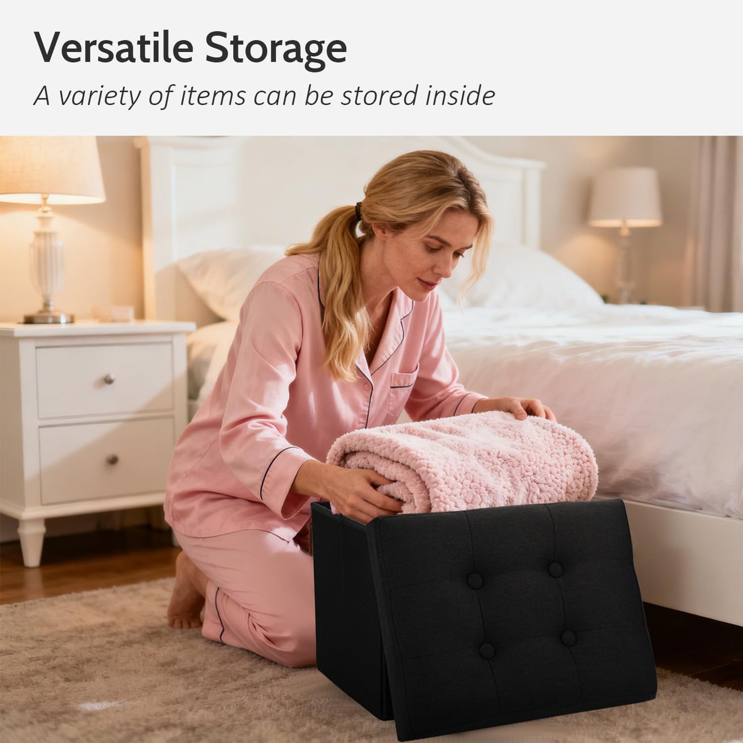 Ottoman Storage Ottoman Foot Rest Stool Foldable Bench with Storage Student Dormitory Bedroom and Entryway 17 X 13 X 13