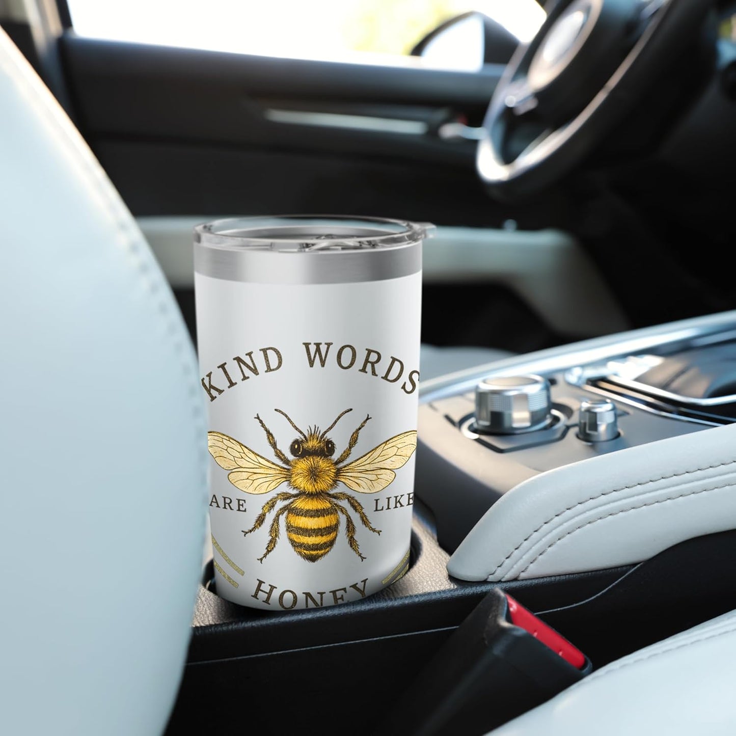 Kind Words Are Like Honey Bible Verse Bee Design Stainless Steel Insulated Tumbler
