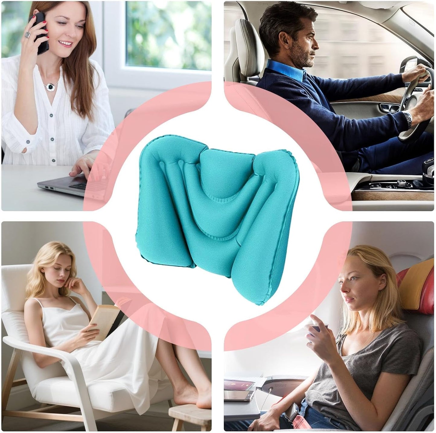 Lumbar Support Pillow - Ergonomic Inflatable Breathable Foldable,Lumbar Support Pillow for Car | for Travel Airplane Outdoor Home Office Chair Seat Bed Car Driving Sitting Reading