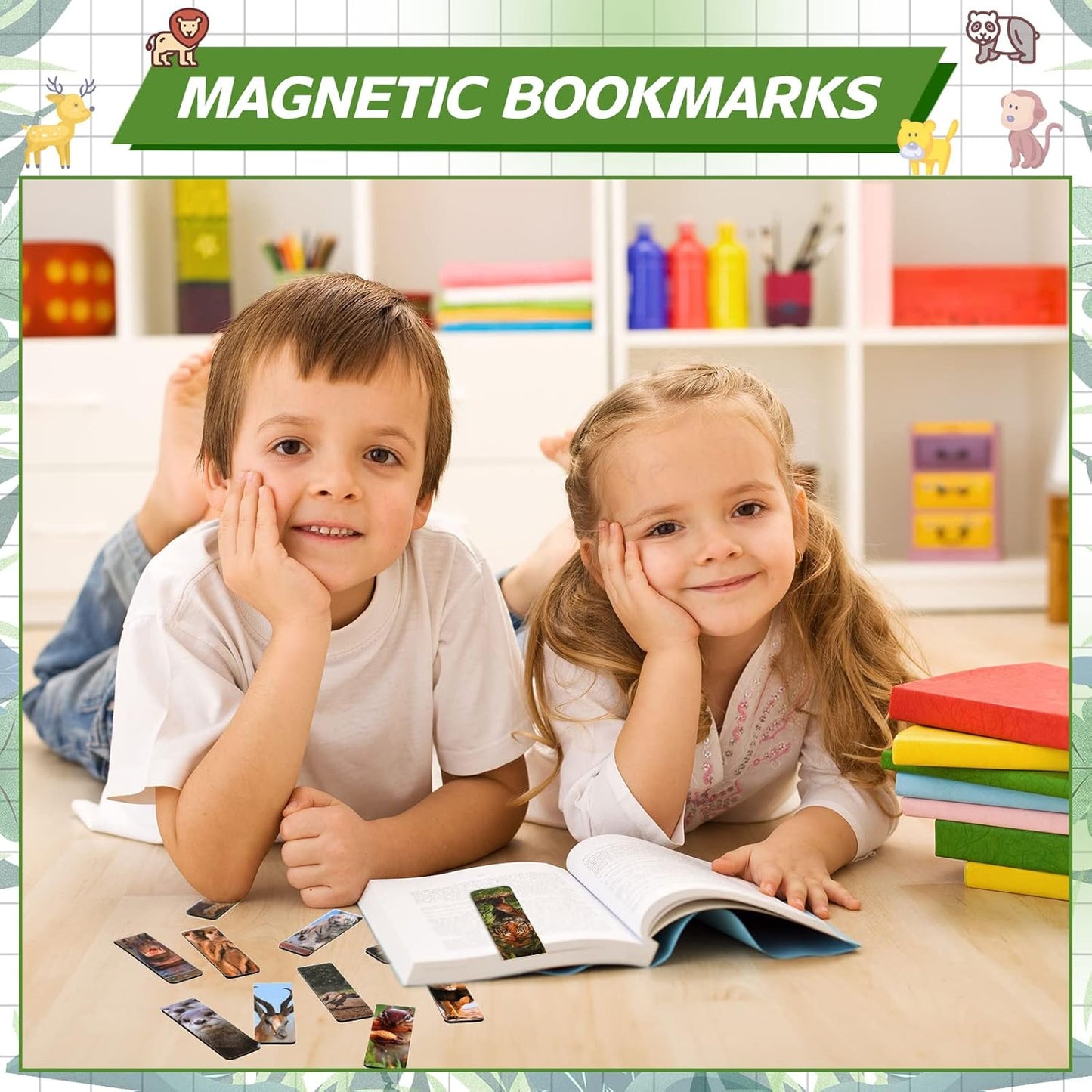 30 Pcs Animal Magnetic Bookmarks for Kids, Cute Wild Animal Bookmarks for Book Lovers, Boys Girls Magnet Page Clip Marker Multiple Patterns for Kids Students Reading School Library Supplies