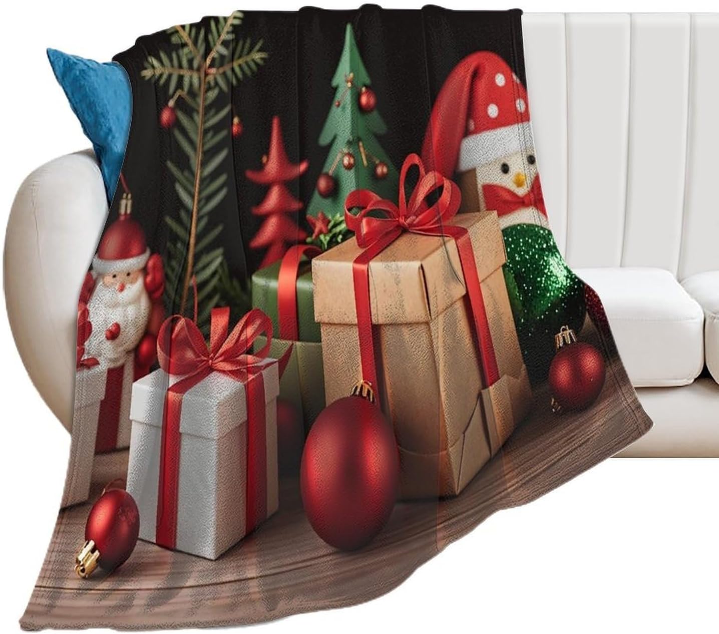Xmas Decoration Blanket Super Soft Lightweight Throw Blanket Cute Cozy Warm Bed Blanket Decorative Fuzzy Blanket All-Season Home Decor Gift for Sofa Couch Living Room 50"*60"（130 * 150cm）