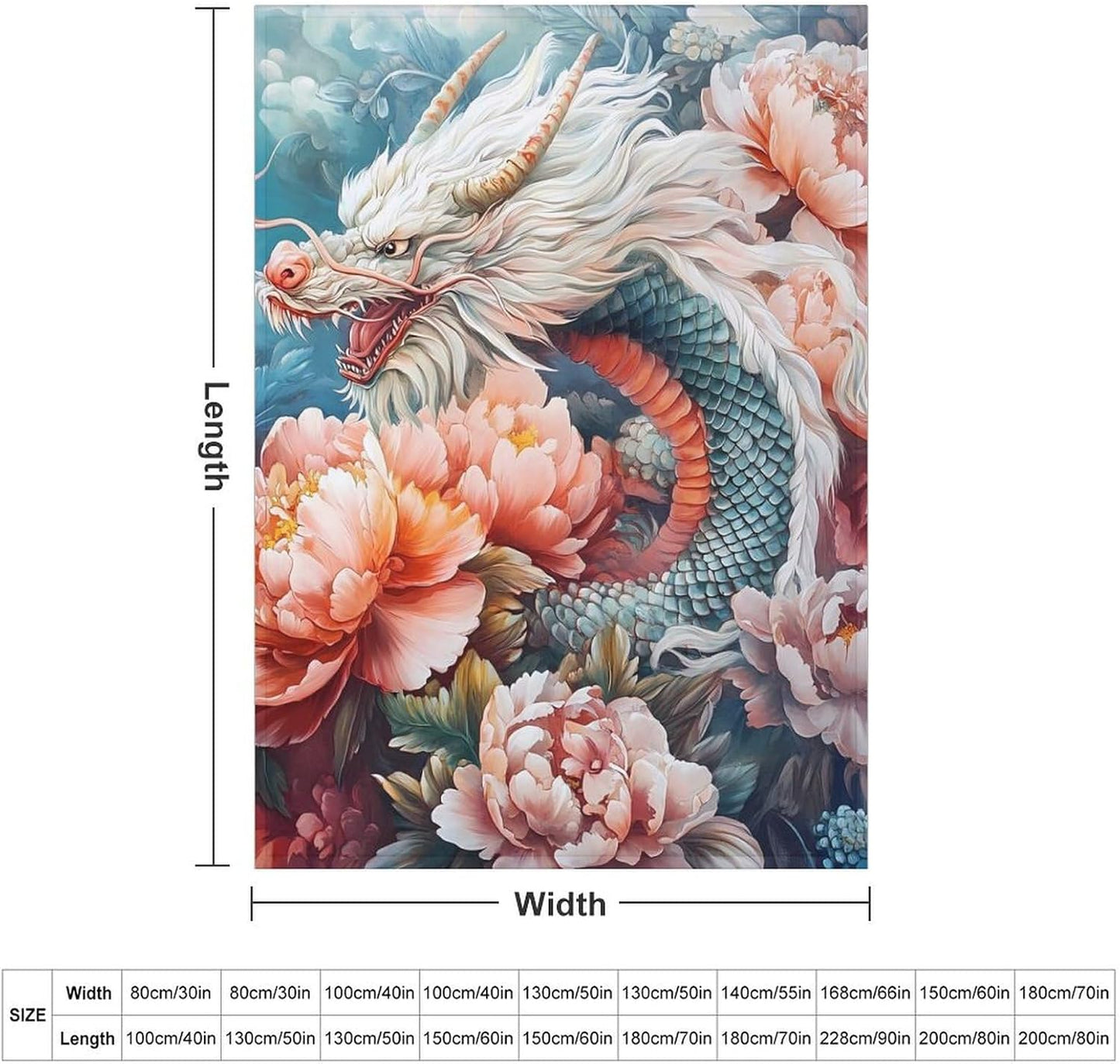 Dragon Throw Blanket for Couch Bed Plush Cozy Fuzzy Flannel Blanket for All Season 55"x70"