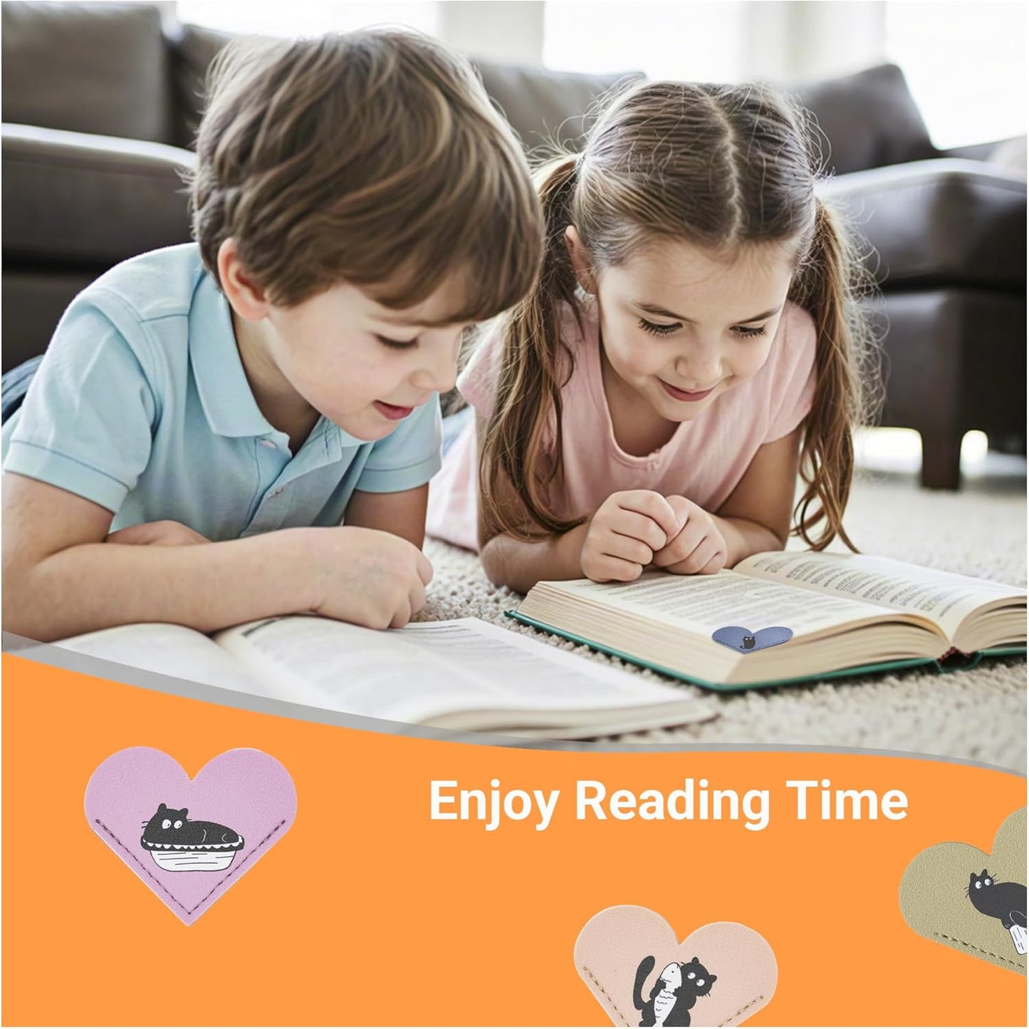 Yuoyar 8Pcs Leather Heart Cat Book Marks for Reading Women - Cute Bookmarks for Book Lovers - Unique Gifts for Women (Cat)