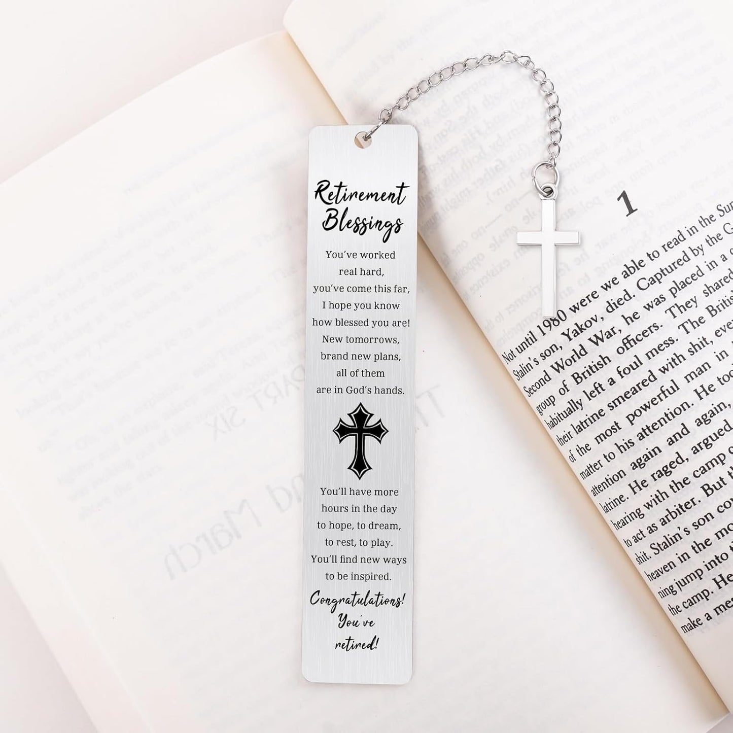 Haukea Retirement Gift for Woman Men Happy Cool Retirement Gifts for Women Coworkers Farewell Goodbye Gifts Cross Metal Bookmark