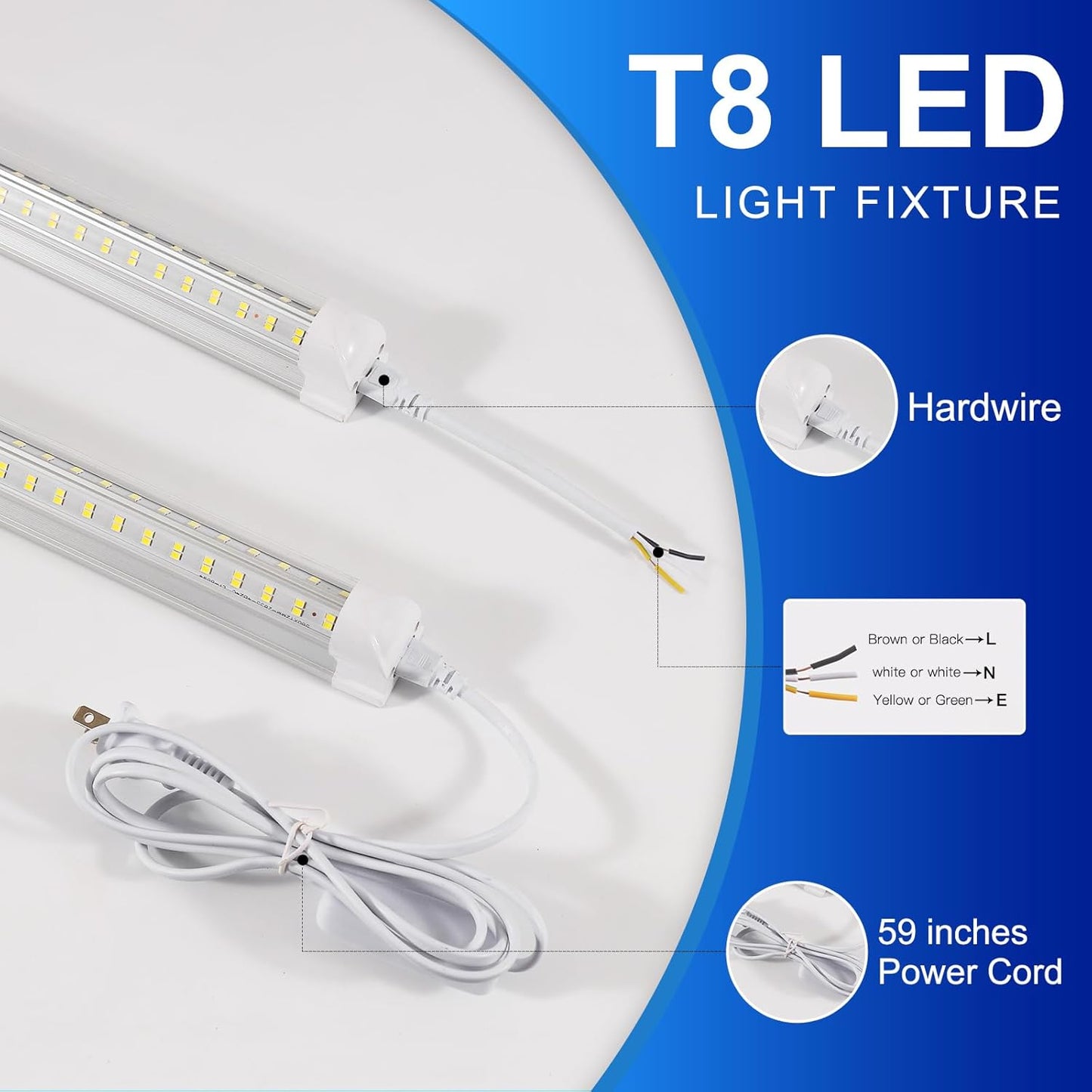 Led Shop Lights,4FT LED Light 50W 6500K 7000LM Led Daylight,Garage Light Linkable Clear Cover Integrated V-Shape for Garage Warehouse Workbench Workshop(2-Pack)
