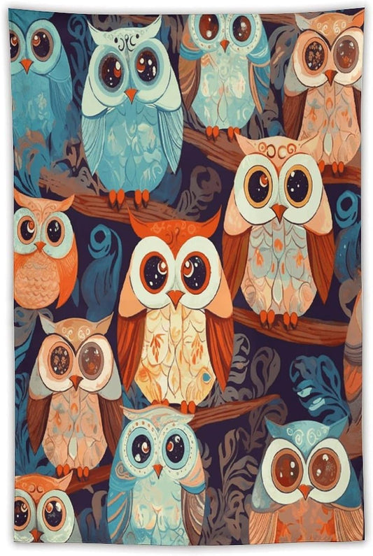FodPand Anime Owl Tapestry Anti-fading Wall Tapestry with Installation Kit Backdrop Banner Multipurpose Aesthetic Tapestries Boho Wall Art Hanging Decorative Blanket 40"x60"