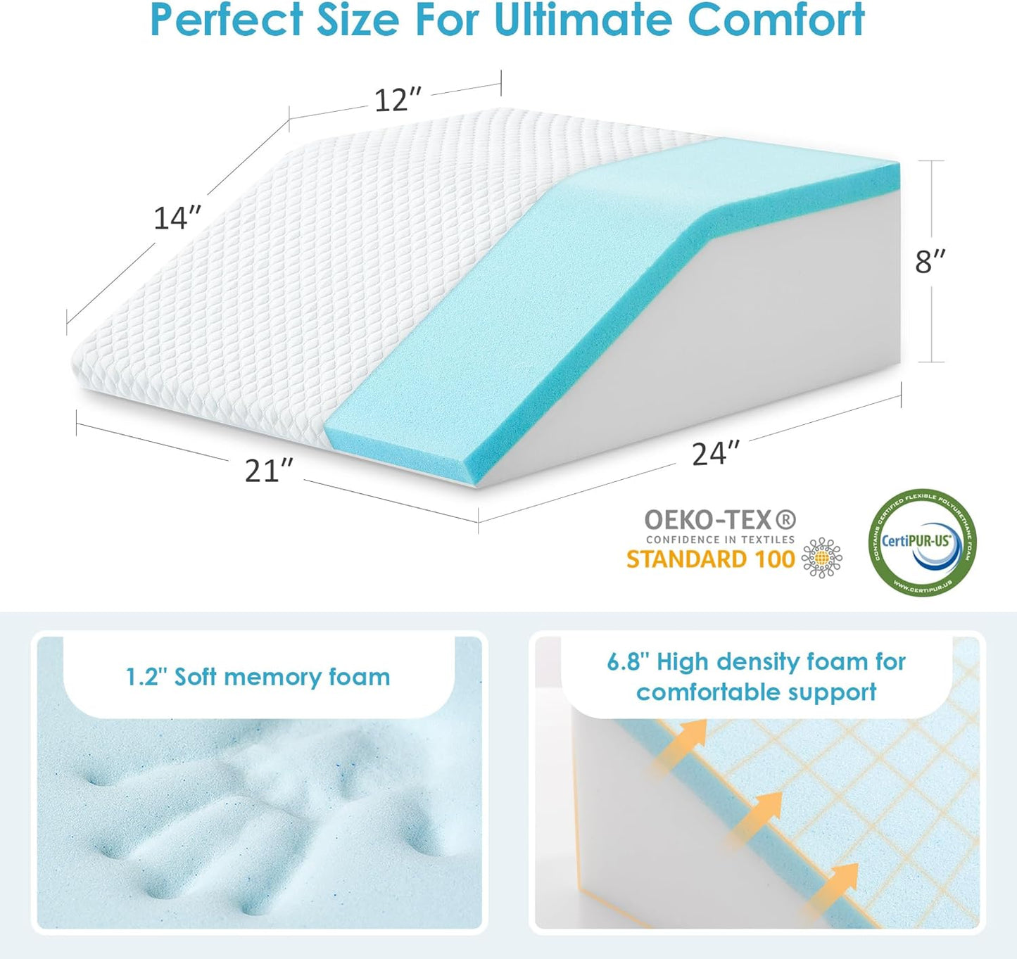 Cozymaker Adjustable Leg Elevation Pillows for Swelling, Cooling Gel Memory Foam Wedge Pillows for After Surgery, Sciatica Back Knee Hip Ankles Pain Relief, Leg Pillows for Sleeping