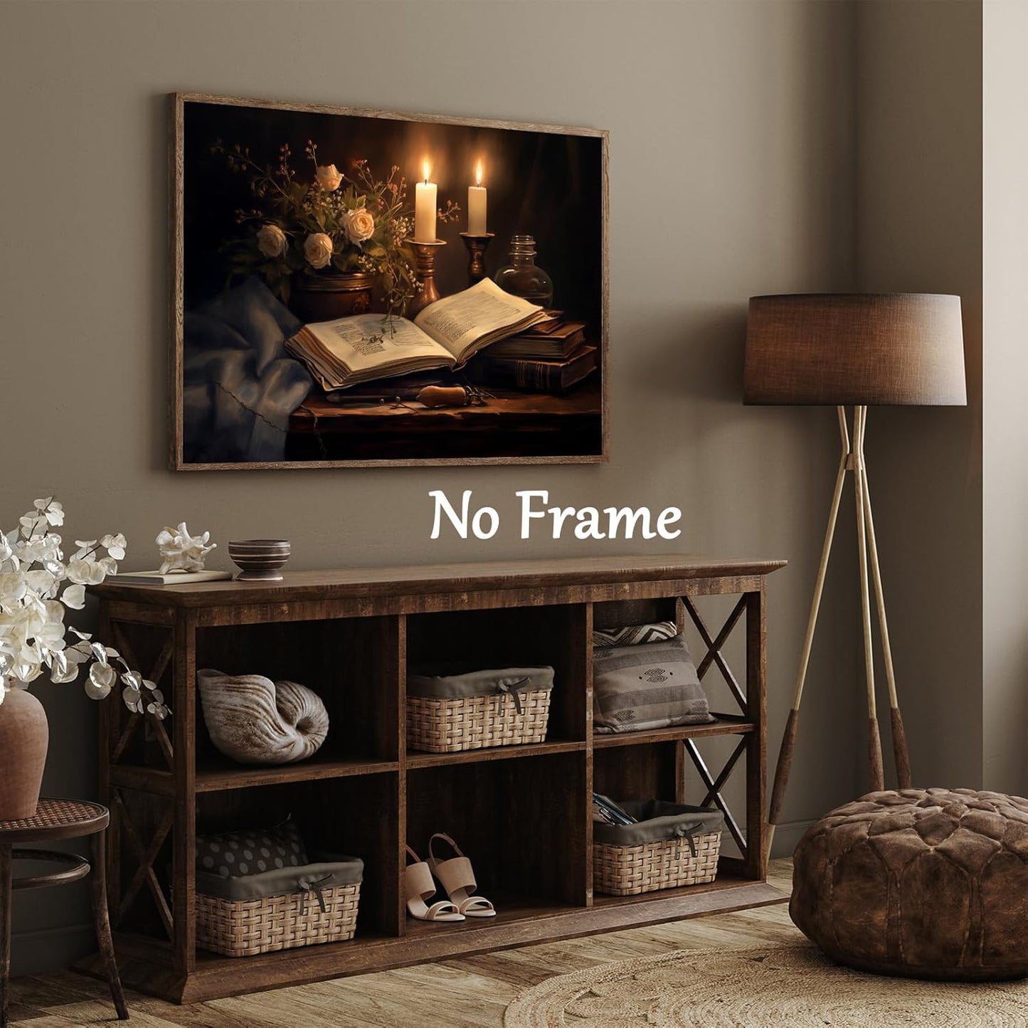 Dark Academia Books Wall Art Gothic Flowers Canvas Retro Moody Art Prints Vintage Gothic Poster Dark Academia Paintings Library Pictures Vintage Moody Artwork Antique Art 16x24inch No Frame