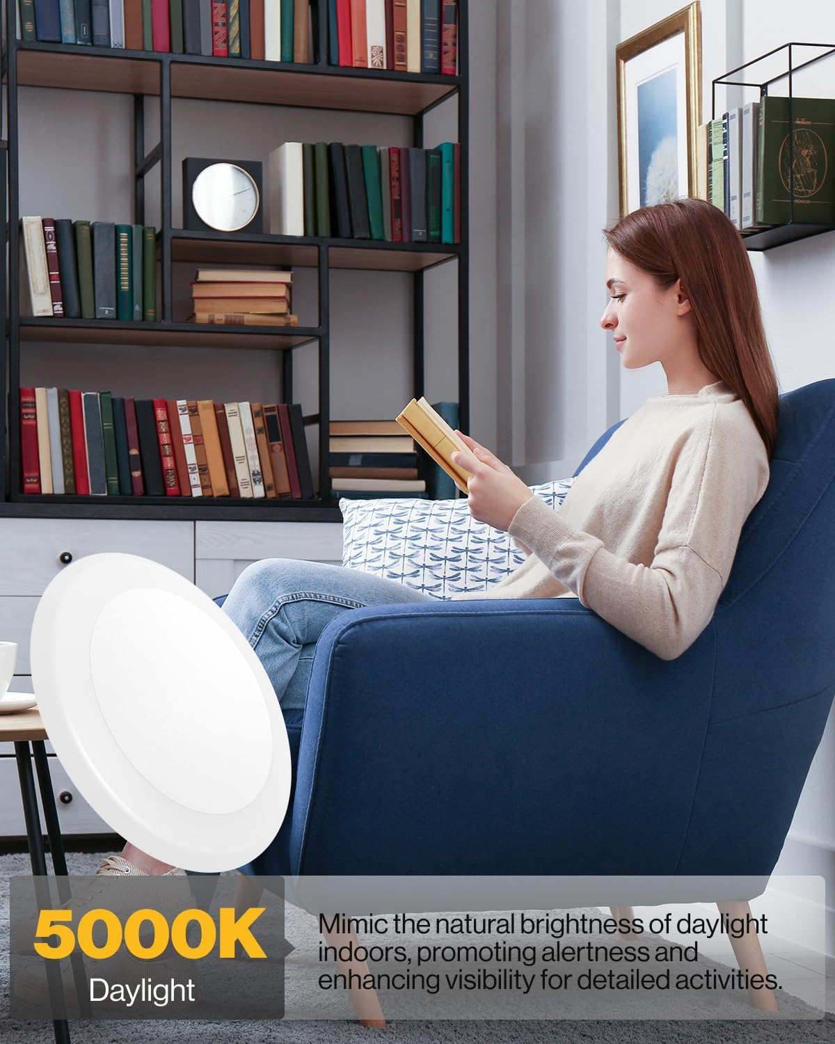 Sunco LED Disc Lights Ceiling 6 Inch, Flush Mount Disk Light, Recessed Can Lighting, 1050 LM, 15W (75W Equivalent), 5000K Daylight, Dimmable, Damp Rated ETL 4 Pack.