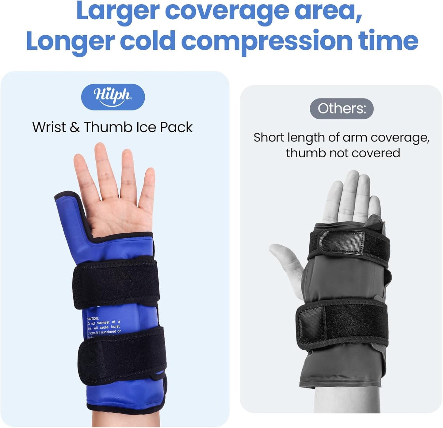 Hilph Thumb & Wrist Ice Pack Wrap with Large Extended Coverage, Long Lasting Hot & Cold Compress Therapy for Carpal Tunnel Relief, Arthritis, Computer Overuse Injuries, Post-Surgery, Post-Workout
