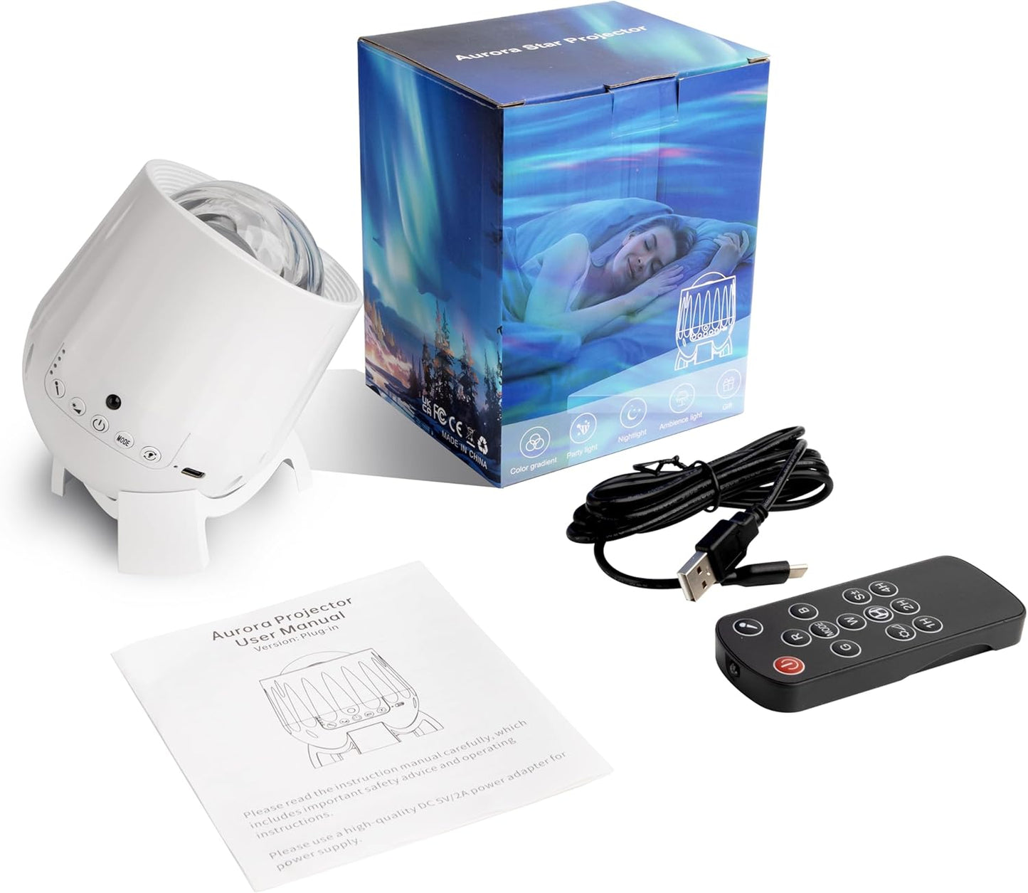 Northern Lights Projector, Galaxy Projector Night Light with Remote Control& Timer Function, Sleep Aid, Aurora Ceiling Projector Light for Bedroom Decor, Christmas Gift for Kids, Adults