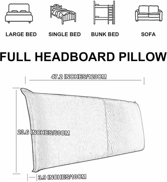 BedHead Upholstered Headboard Pillowboard Large Backrest,Corduroy Reading Pillow Wall Mounted Headboard Lumbar Support Cushion Daybed Tatami Bolster~/