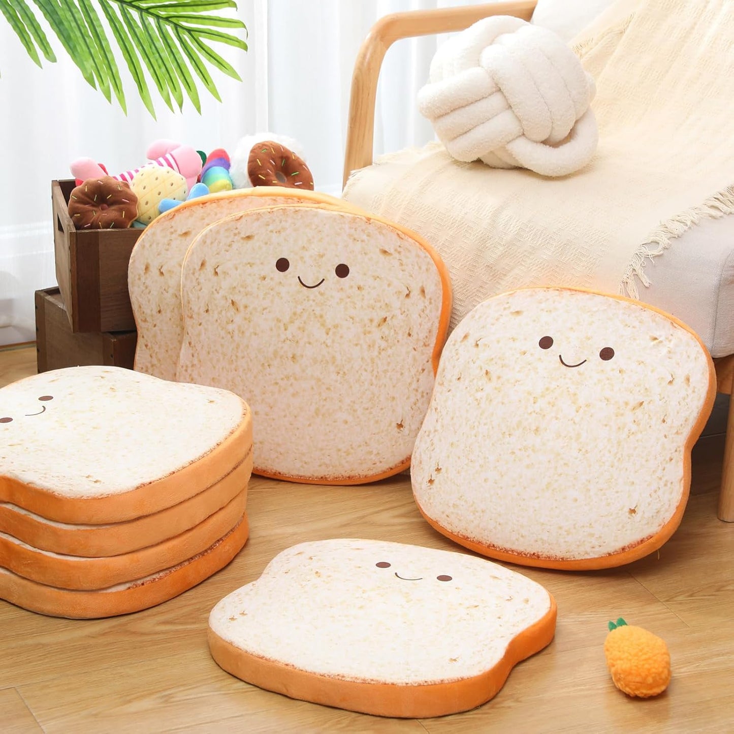 8 Pcs Toast Floor Cushions for Kids Classroom Cute Floor Pillows 15'' x 15'' Flexible Seating Seat Cushion Chair Pads for Toddlers Back to School Daycare Nursery Preschool Kindergarten Home Yoga