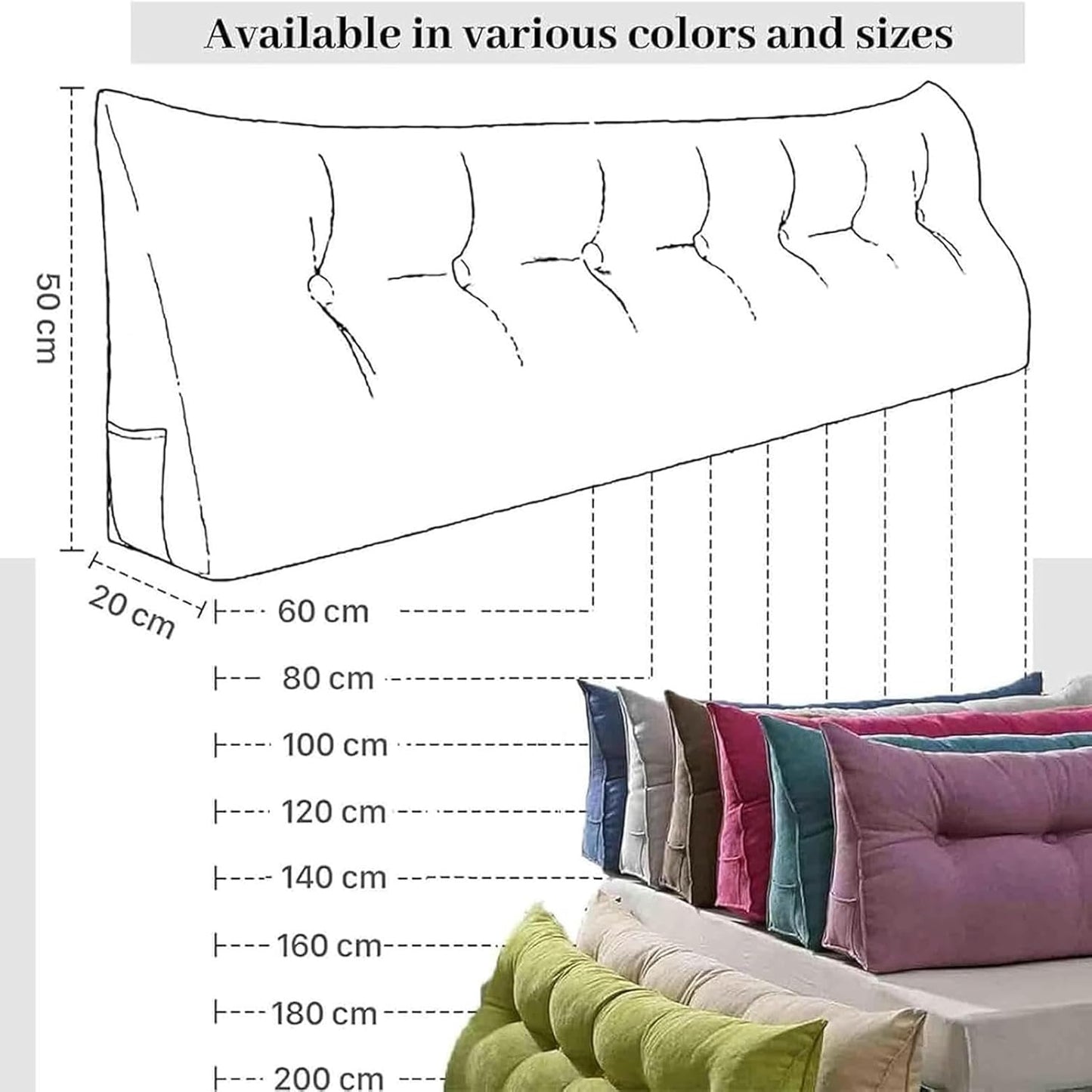 Large Wedge Pillows Twin Headboard Triangular Rest Reading Pillow, Lumbar Support Cushion Waist Backrest, Sofa Daybed Positioning Bolster, Removable Cover