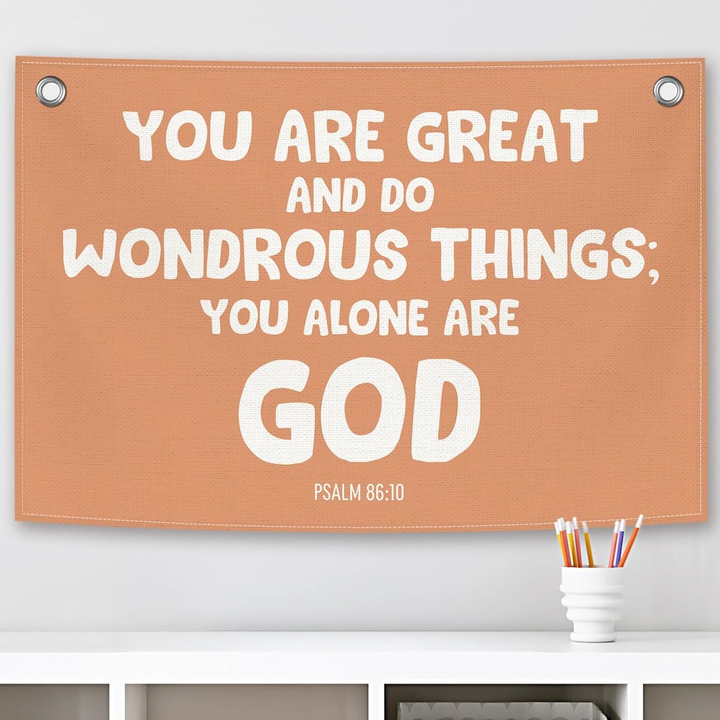 Christian Kids Banner Canvas, Scripture You Alone Are God Toddler Room Decor, Positive Bible Verse Hanging Flag Sign, Nursery Boho Wall Tapestry Art for Playroom Bedroom Classroom 20x30in