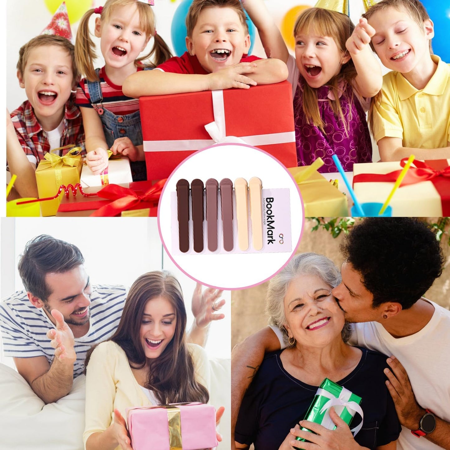 6Pcs Automatic Bookmark, Book Marks for Reading Women Men Kids, Silicone Bookmarks for Women, Unique Book Markers for Reading, Bookmarks Clip Page Holder Accessories for Book Lovers
