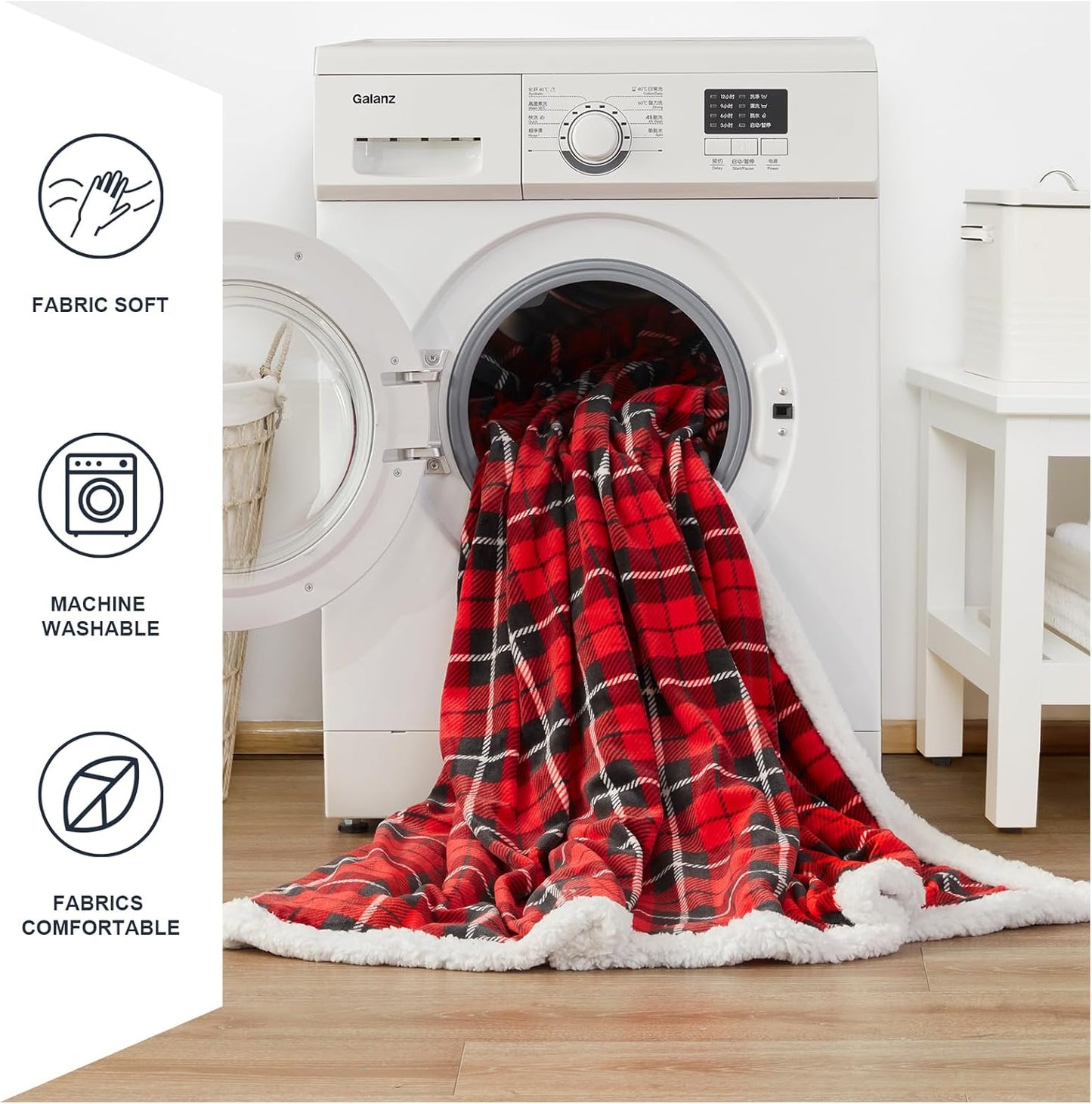 OCTROT Sherpa Fleece Blanket,Checkered Red Throw Blanket for Women Mom Girls Grandma Dad, Soft Winter Warm Plaid Thick Blankets for Cozy Home Decor,Couch,Bed,Camping,50x60 Inches