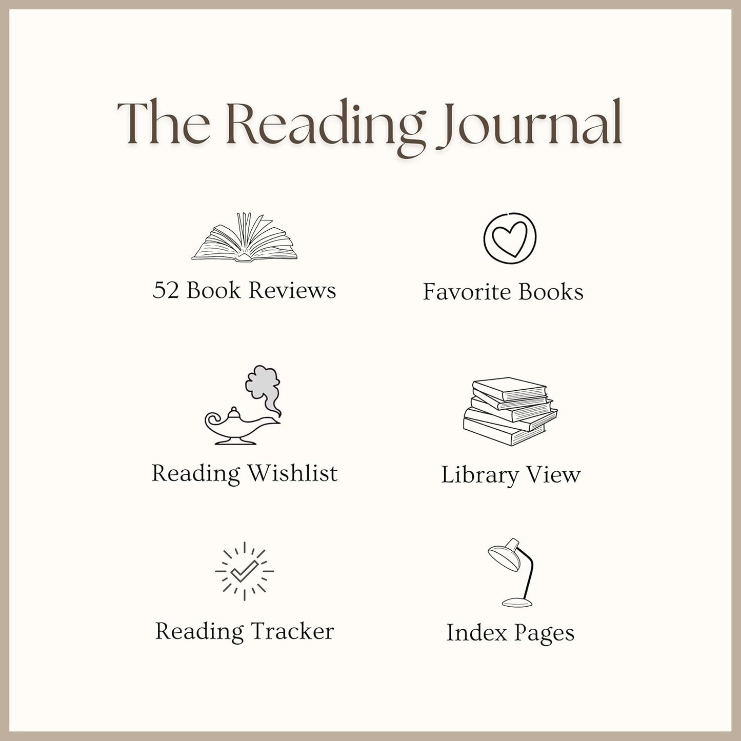 Reading Journal - 52 Reviews - Book Journal Gift for Book Lovers - Review, Log & Track Your Reading - Avid Readers Accessories - Linen Hardcover - Sage Green