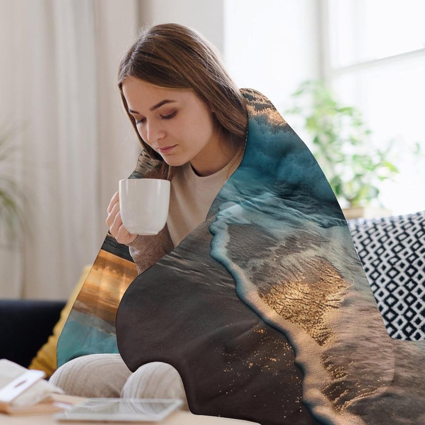 Ocean Sunrise Throw Blanket for Couch Super Soft Warm Lightweight Throw Blankets Cozy Flannel Bed Blanket Cute Decorative Blankets for All Seasons Home Decor Gift 40"*50" （100 * 130cm）
