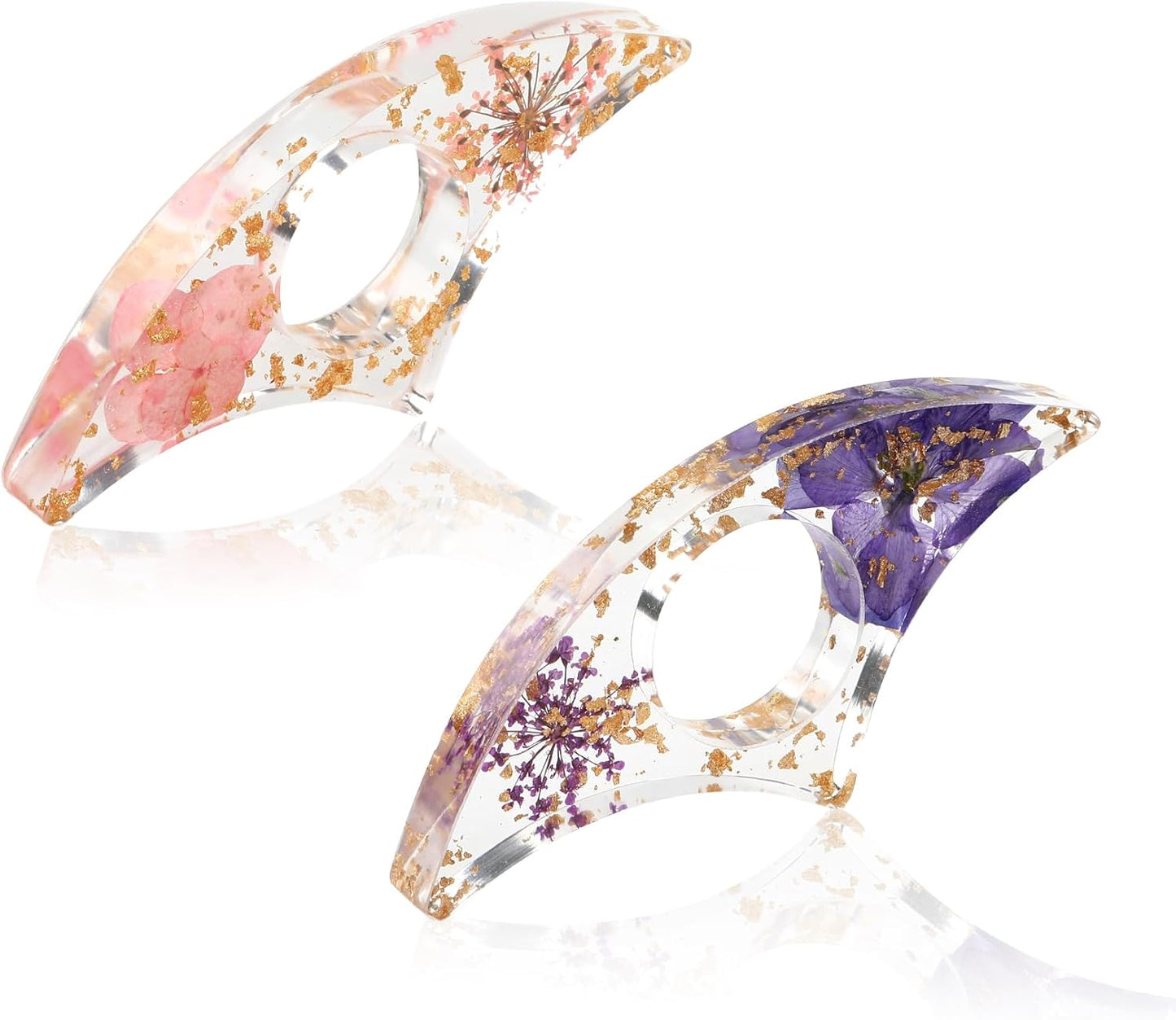 Book Page Holder, Thumb Page Holder for Reading, 2 Pcs Handmade Dried Flower Resin Bookmark, Thumb Ring Pages Holders Books Opener Holders Reading Accessories for Teachers Readers Book Lovers Gifts