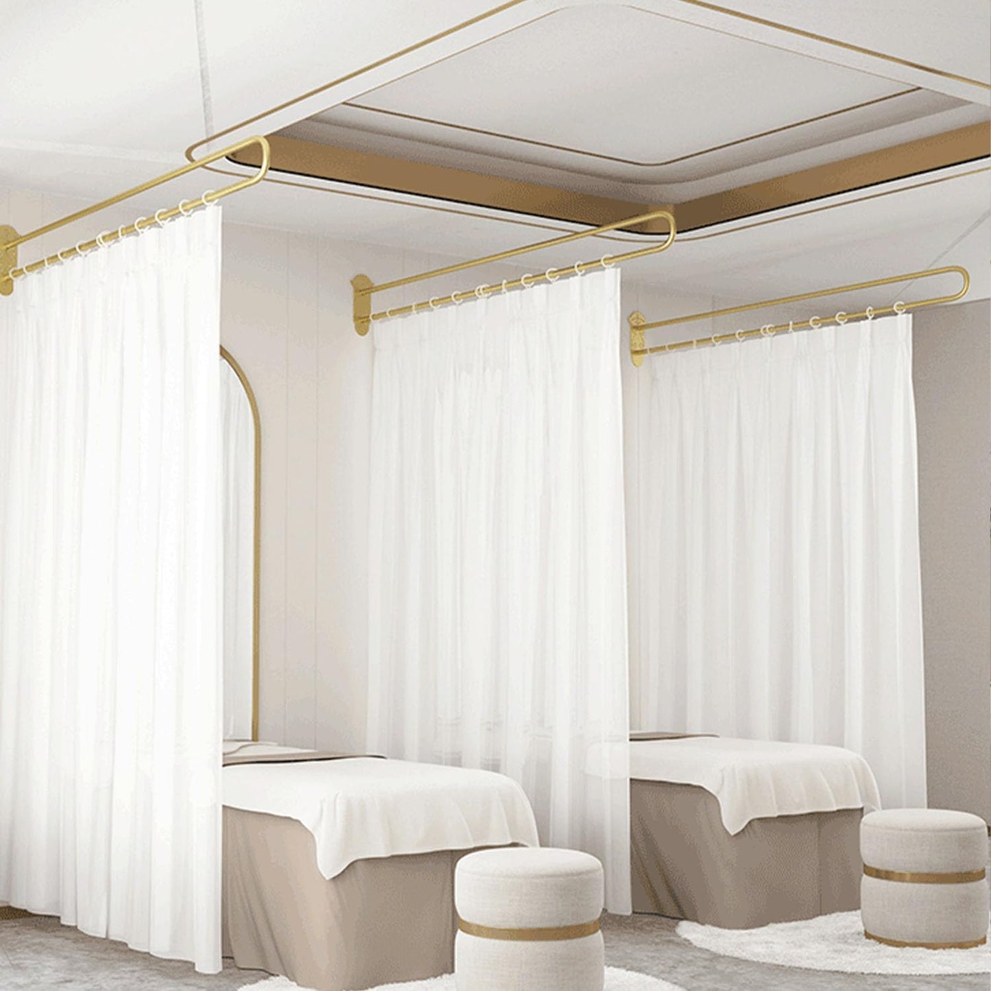 U Shape Privacy Partition Curtains for Room Divider Partitions with Flat Hook Inherent Hospital Curtains for Fitting Room Beauty Salon Bedroom Hospital SPA (7.2ft)