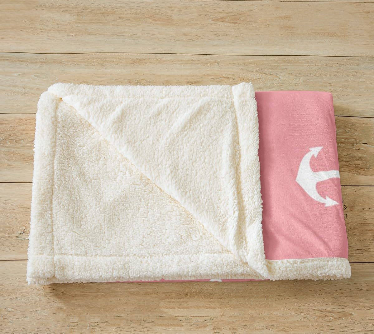 Manfei White Anchor Kids Throw Blanket Ocean Sailboat Pink Bed Blanket for Girls Teens Adults Room Decor, Nautical Theme Blanket for Couch Sofa, Soft and Breathable Fleece Blanket(40 x 50 Inches)