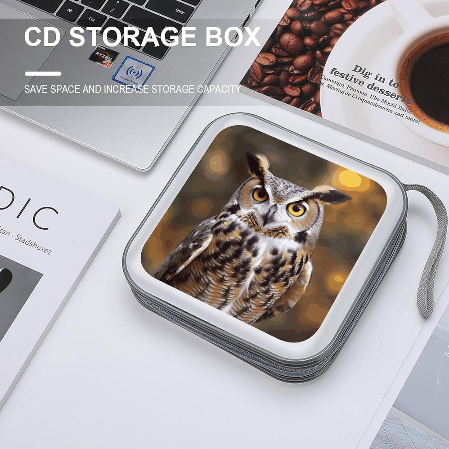 Owl Birds CD Case 40 Capacity Case Zipper CD Collection Bag with Handles Cover DVD Storage Hard Plastic DVD Disc Cases Storage Binder for Car Home Office Travel