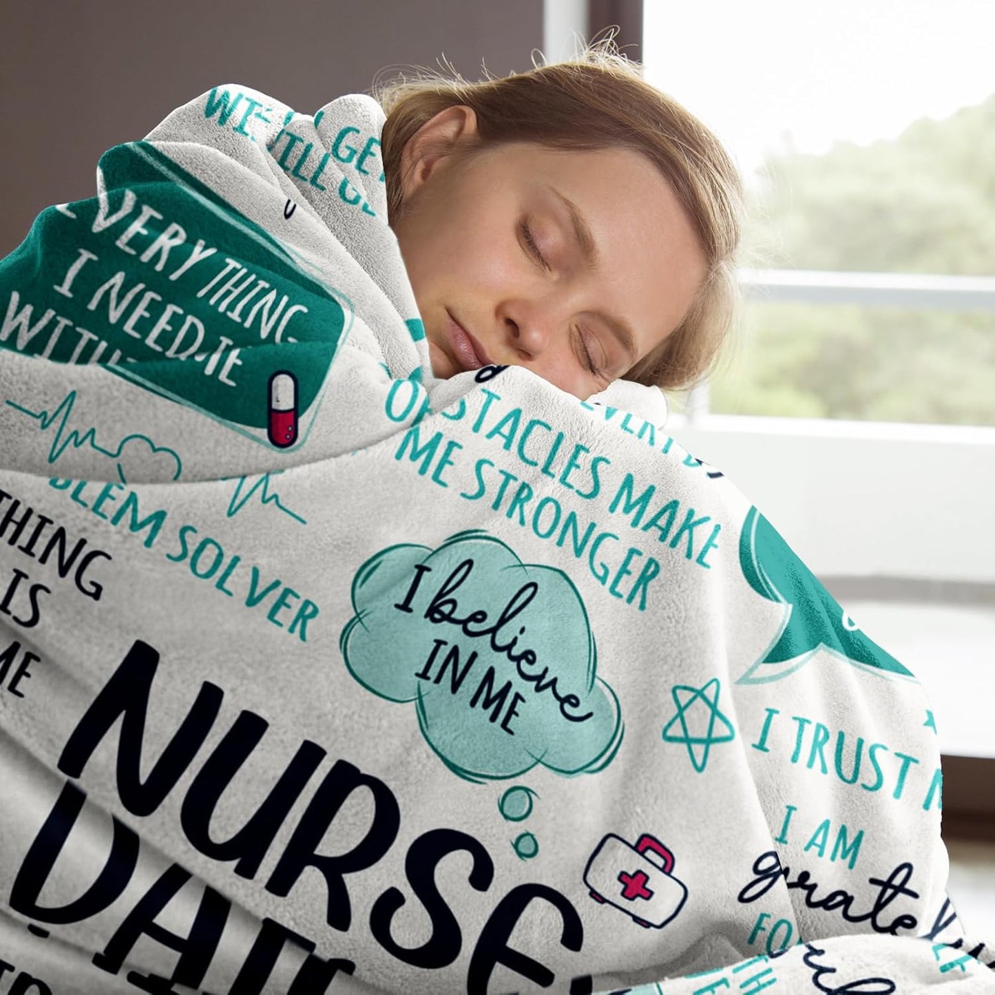 Craftique Nurse Gifts for Women Men- Soft Nurse Blanket with Daily Affirmations- LPN RN Gifts for Nurses Practitioner, Nursing School Graduate Birthday Appreciation Gift, Nurses Week/Day Gift