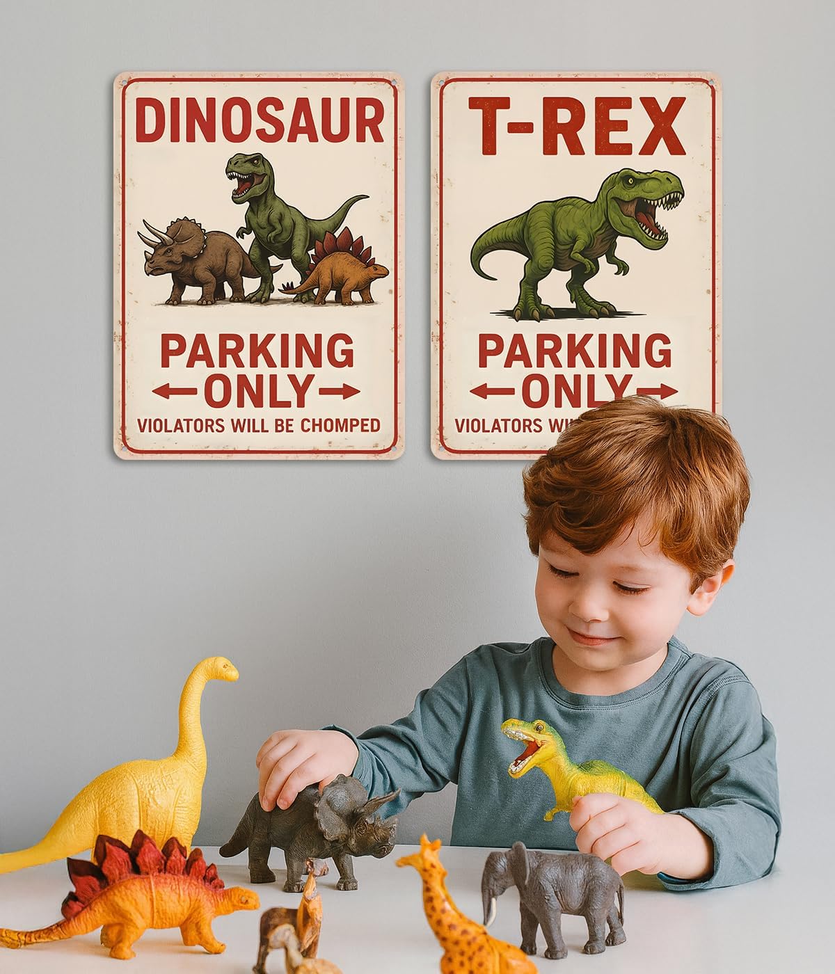 Dinosaur Parking Only Metal Sign – Dinosaur Room Decor for Boys, Dino Wall Bedroom Decor for Boys – 11×8.3″ Aluminum Dino Decorection for Toddler Boy Room, Birthday Party, Nursery, Playroom & Classroom Opix Design