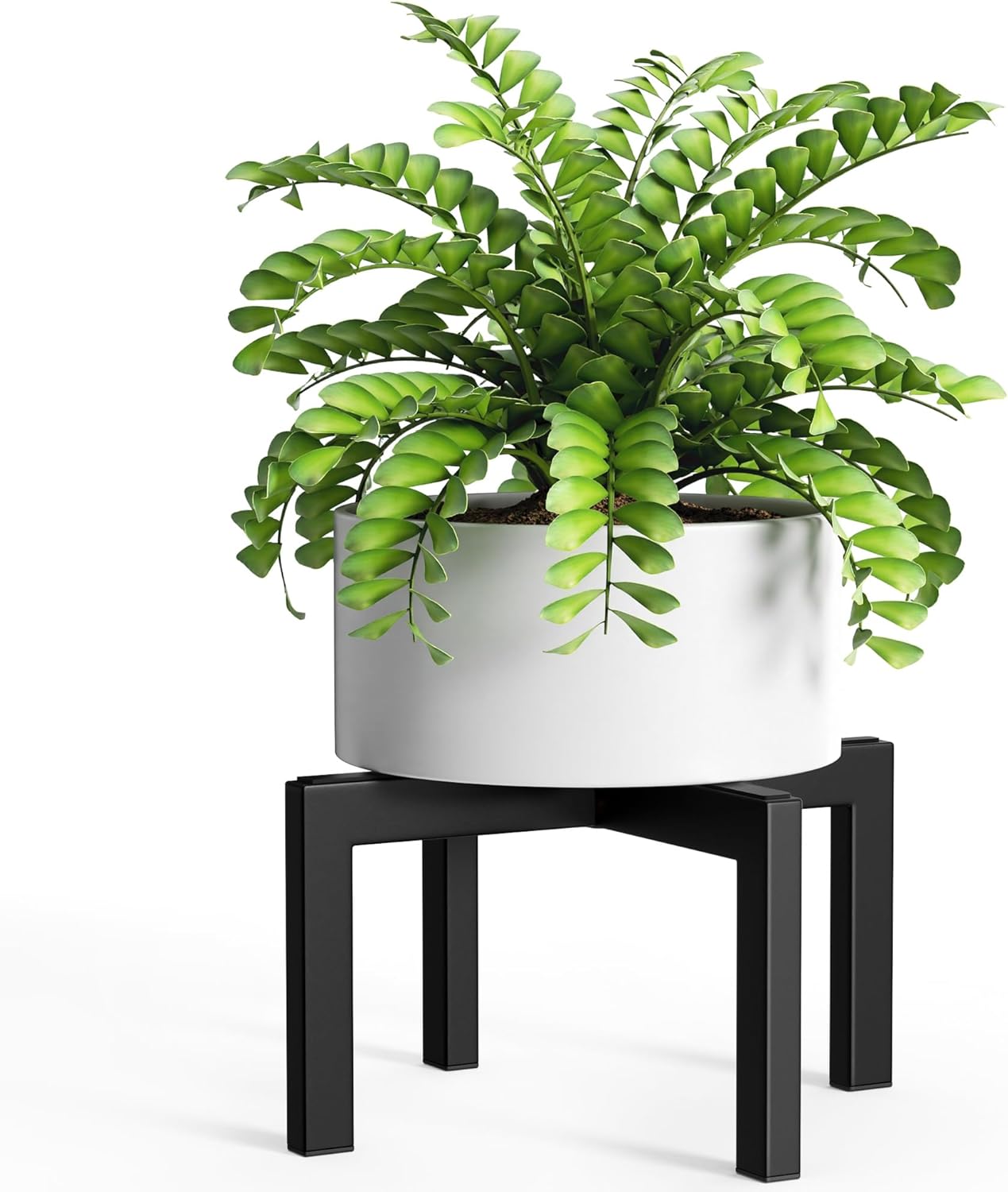 Plant Stand Holder Single Plant Riser For Indoor Outdoor Flower Pot Stand 6.1 IN Tall Metal Black