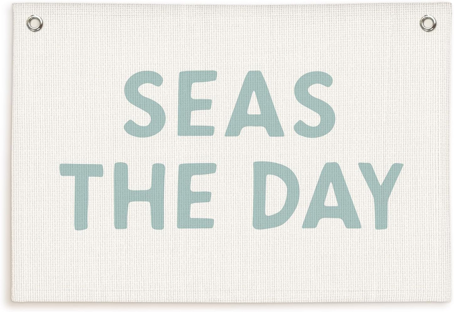 Lacama Beach Theme Wall Decor for Boys Room, Coastal Kids Playroom Nursery Hanging Sign, Seas The Day Linen Canvas Banner, Rustic Nautical Surf 30x20 Inch