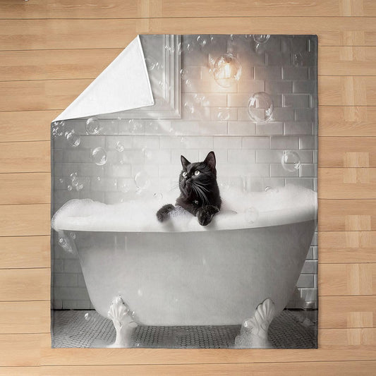 Feelyou Cat Flannel Fleece Throw Blanket Funny Animal 40"x50" Gray and White Fleece Throw Blanket for Kids Women Men Cute for Bed Couch Chair Living Room Kawaii Bedroom Decor