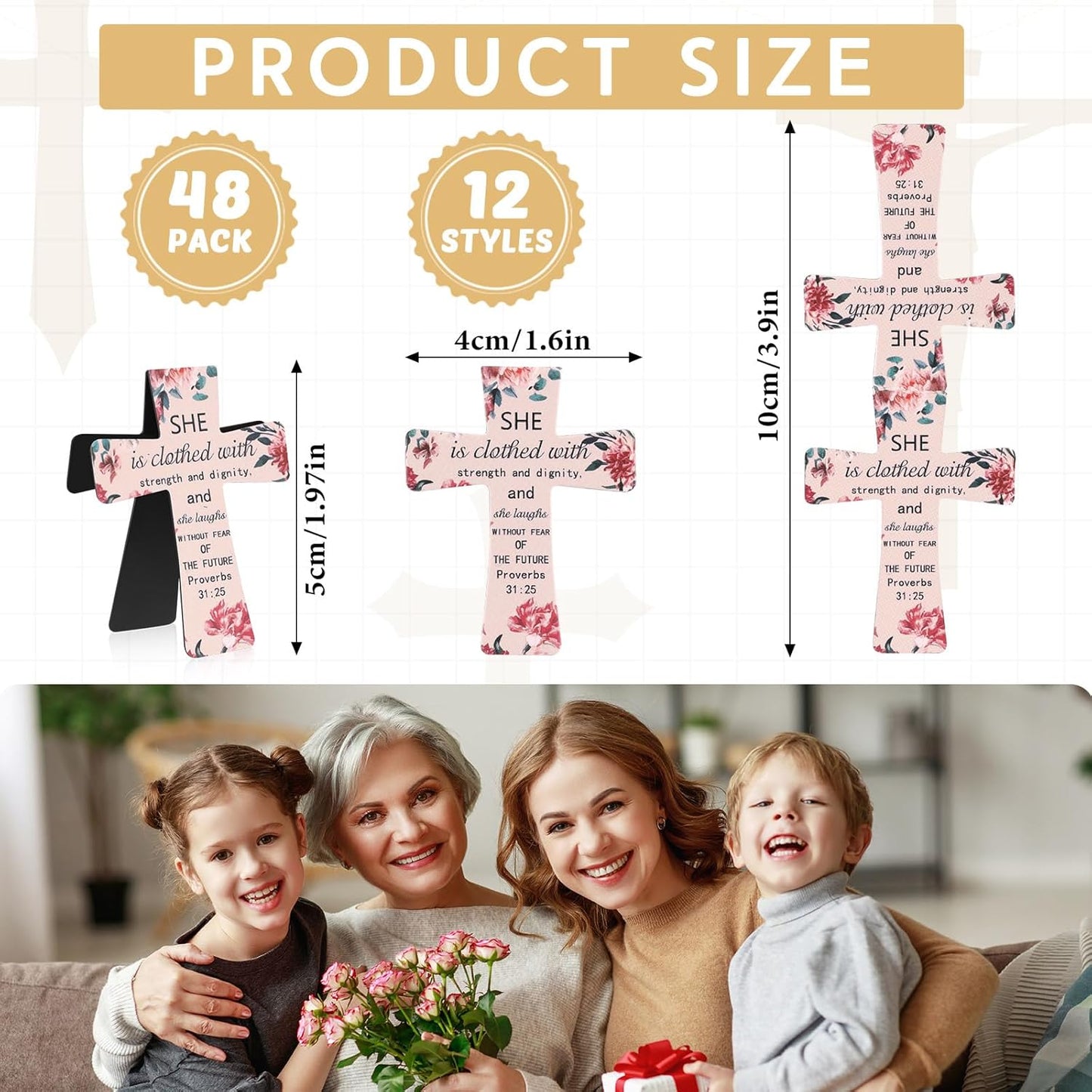 48 Pcs Magnetic Bookmarks Christian Cross Magnetic Page Markers Religious Bible Verses Bookmarks for Mother's Day Women Student Church Study Group Graduation Coworker Team (Flower)