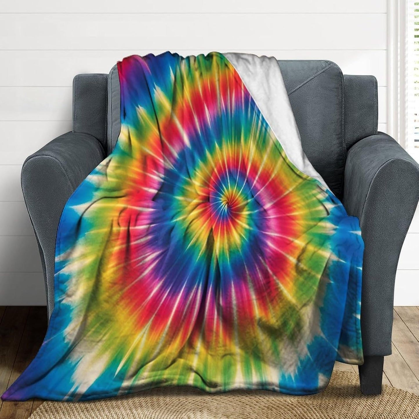 Tie Dye Rainbow Blanket Super Soft Lightweight Throw Blanket Cute Cozy Warm Bed Blanket Decorative Fuzzy Blanket All-Season Home Decor Gift for Sofa Couch Living Room 40"*50" （100 * 130cm）
