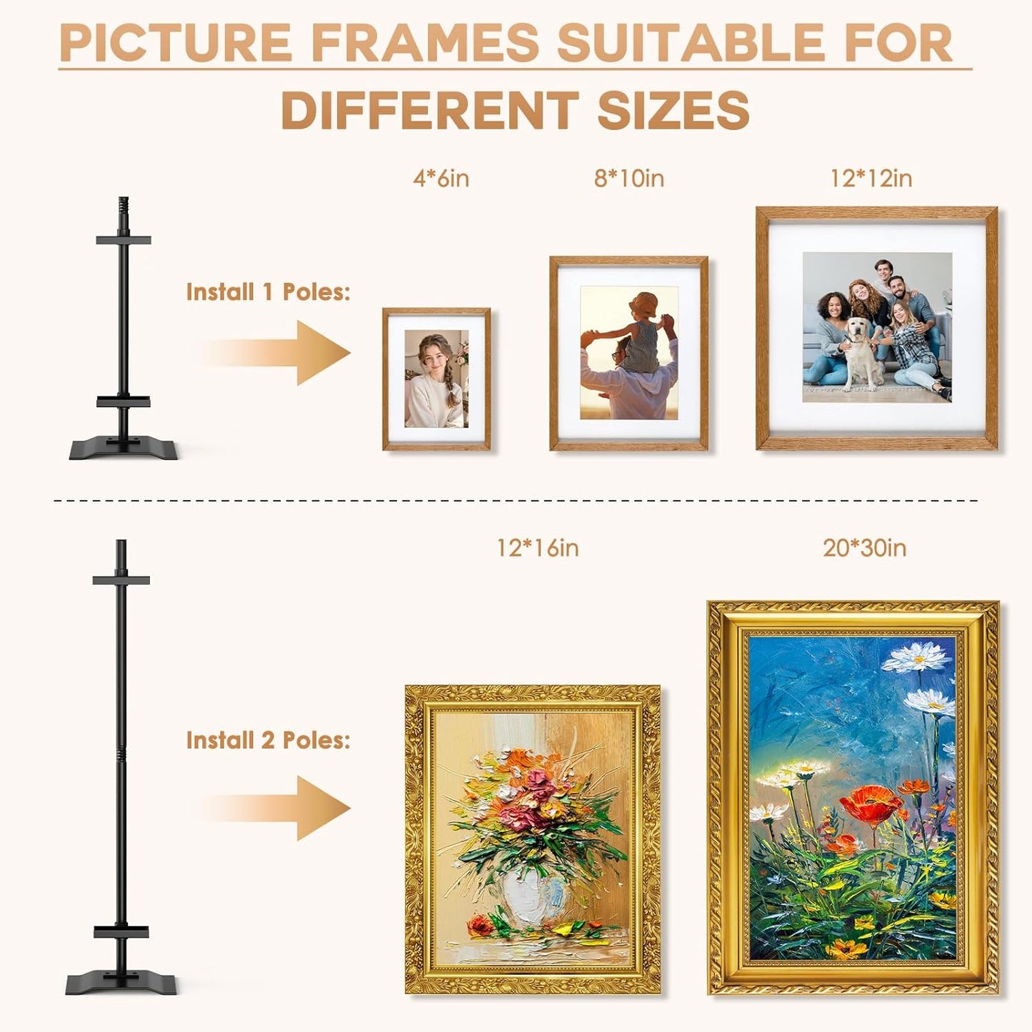 USION Adjustable Tabletop Easel Stand, Picture Easels for Display Up to 30" H, Heavy duty Metal Picture Frame Holder Stand Table top for Art, Photo, Canvas(Black)