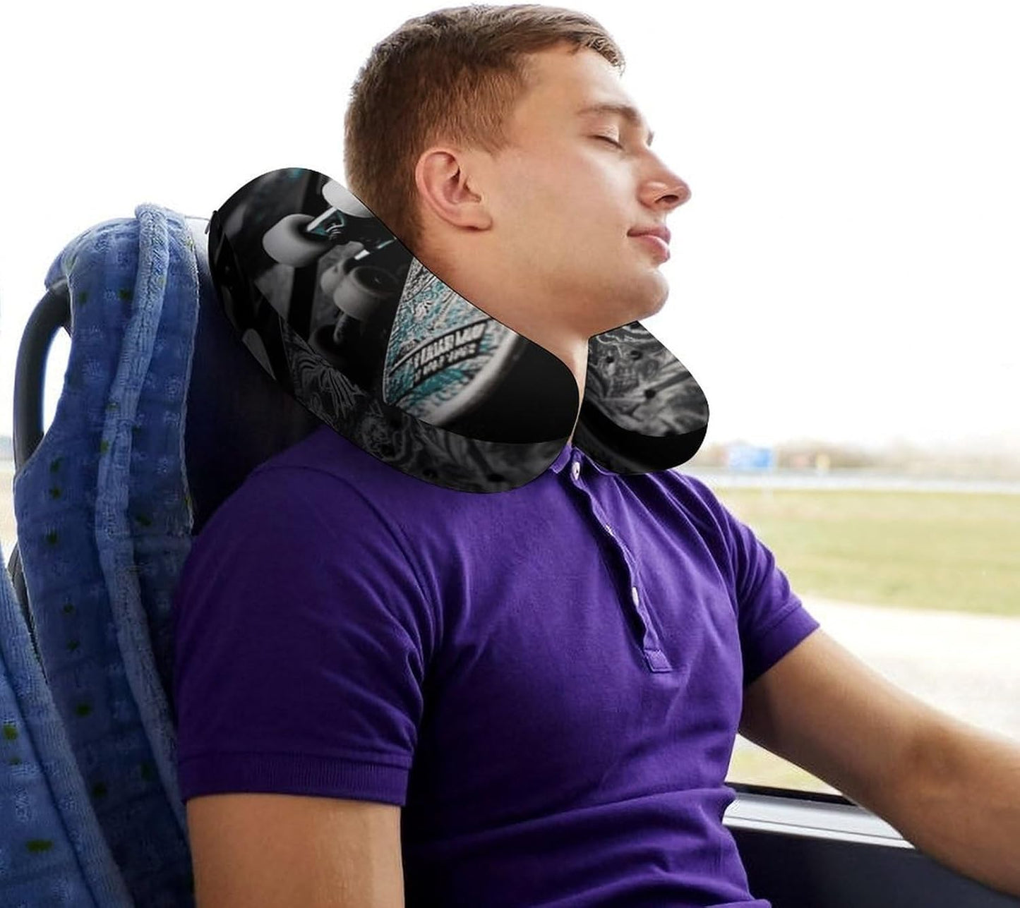 Skate Boards Neck Pillow Memory Foam U Shaped Pillows Portable Pillows for Shoulder Travel Head Support Pillow with Concealed Zipper for Airplane Car Home Office