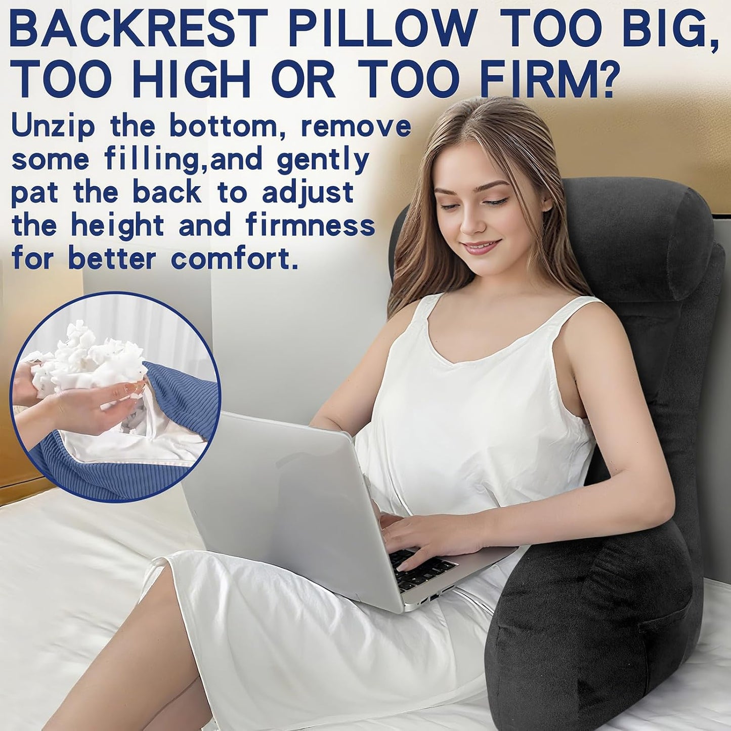 Back Pillow for Bed Sitting Up, Reading Pillow, Extra Large Arm Pillows for Adults for Back Support,Bed Pillow for Sitting up for Watching TV/Gaming/Relaxing