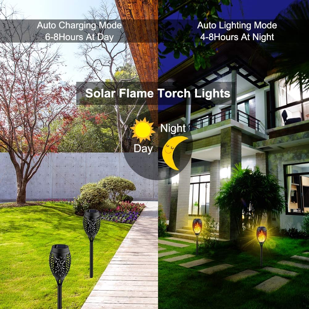 Kurifier Solar Lights Outdoor, 8Pack Solar Torch Light with Flickering Flame, Waterproof Solar Garden Light, Outdoor Solar Lights for Yard, Flame Torches for Outdoor Decorations Decor Yard