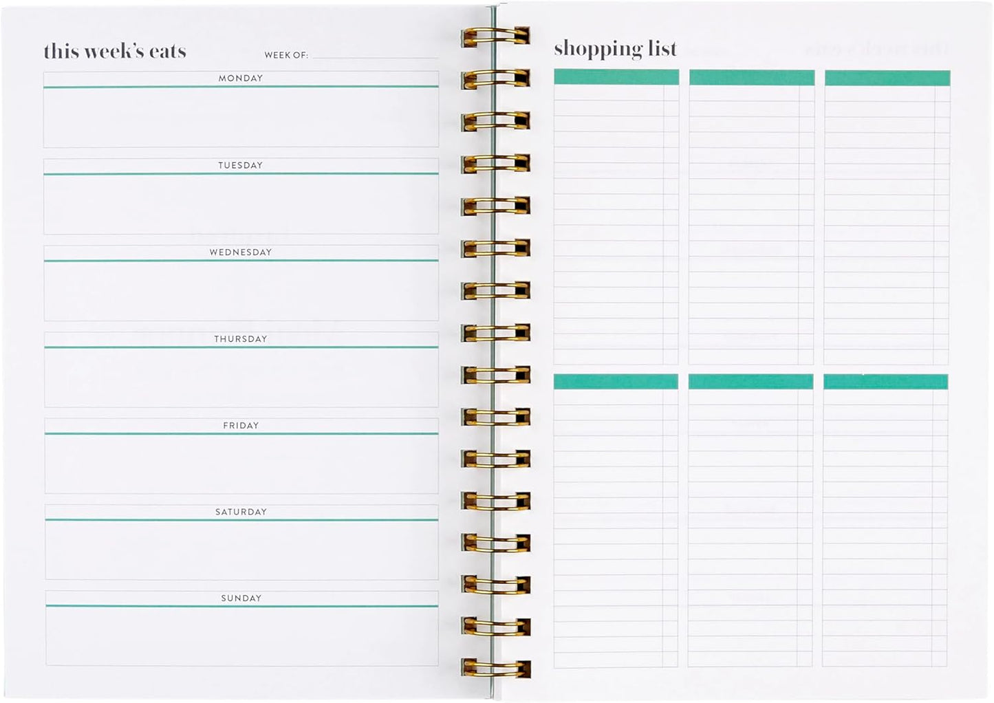 Erin Condren Inspired Collection A5 Weekly Meal Planner, Includes Shopping List Trackers