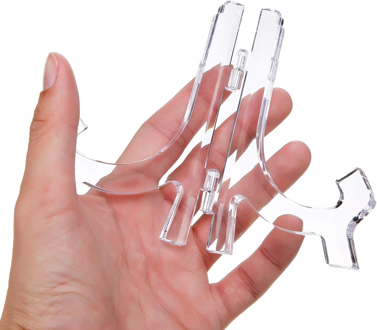 HESTYA 8 Pcs Clear Acrylic Easels Plate Stands Holders to Display Pictures or Other Items for Display Decoration (4.5 Inch)