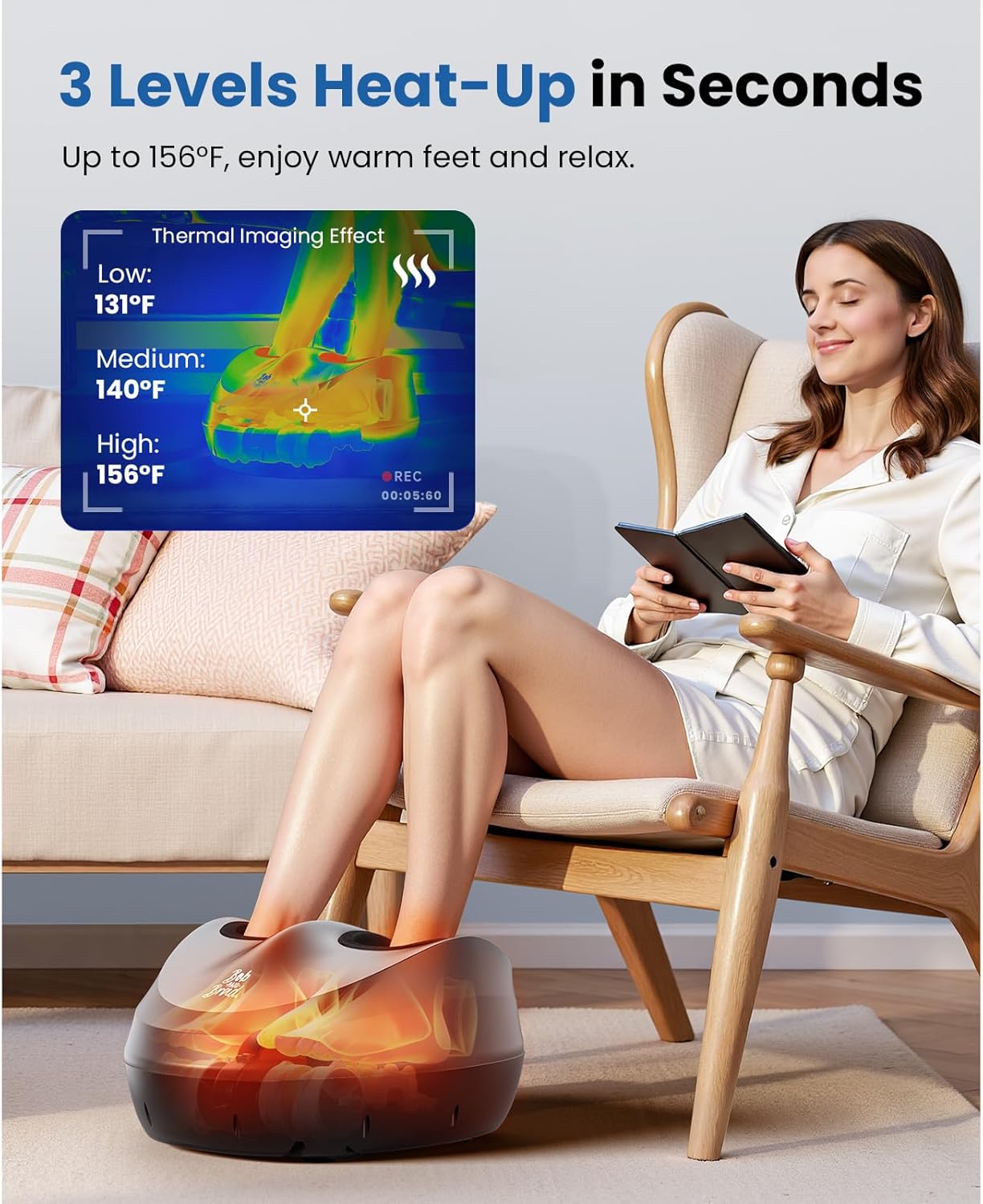 BOB AND BRAD Foot Massager Machine with Heat and Remote, Fits up to Size 14, FSA Eligible HSA Shiatsu Deep Kneading Foot Massager for Plantar Fasciitis and Neuropathy