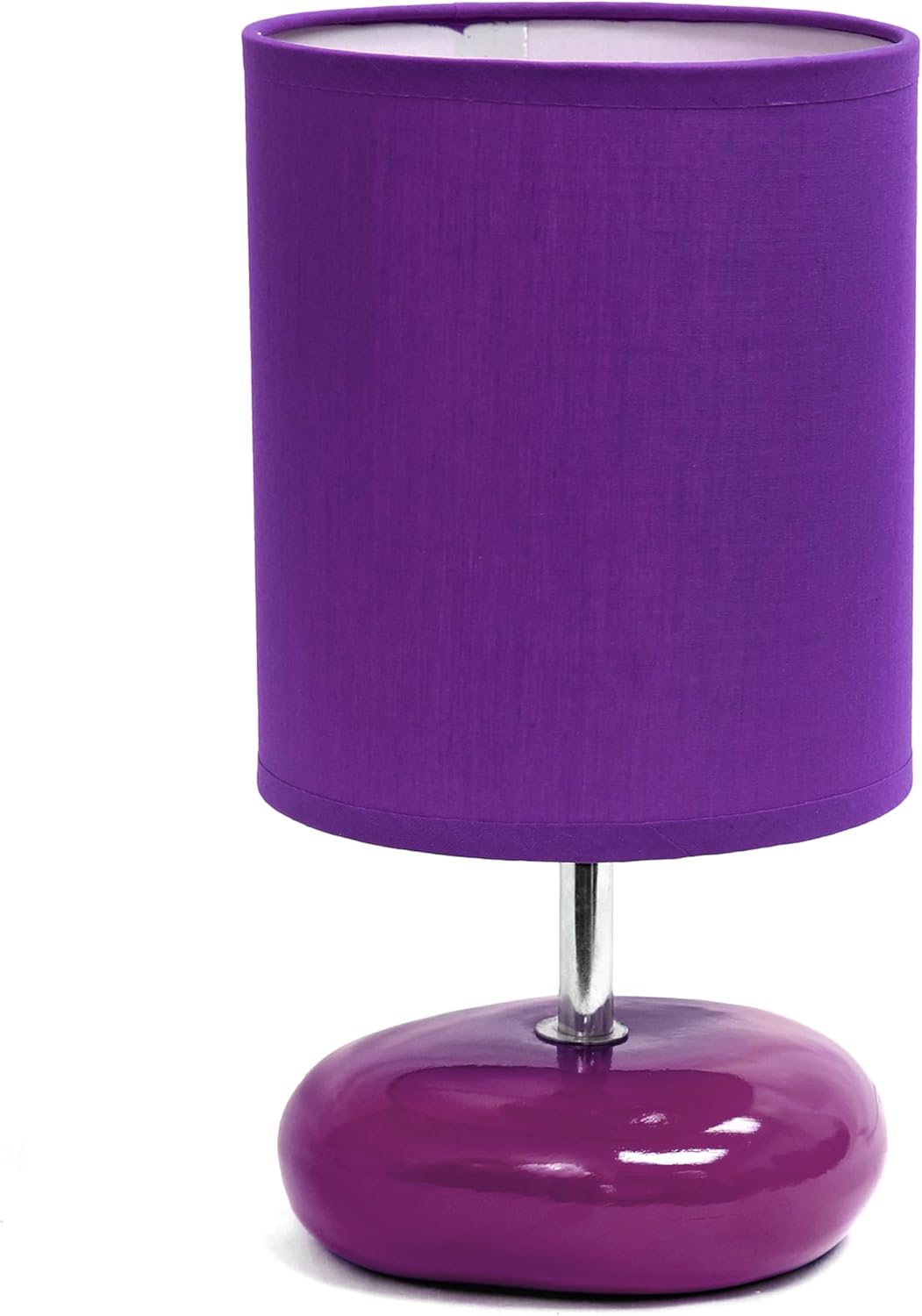 Simple Designs LT1153-PRP Petite Circle Stone Table Lamp for Bedroom, Kids Room, Office, Living Room, Nursery, Reading Nook, Purple