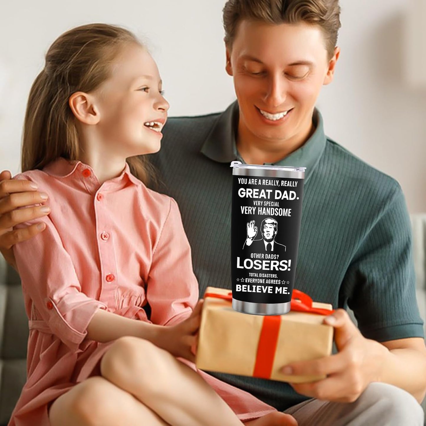 Stocking Stuffers Gifts for Dad Tumbler - 20oz Stainless Steel Vacuum Tumbler w/Lids/Straws/Brush Funny Birthday Gifts for Dad Men Husband Grandpa on Christmas Anniversary Fathers Day