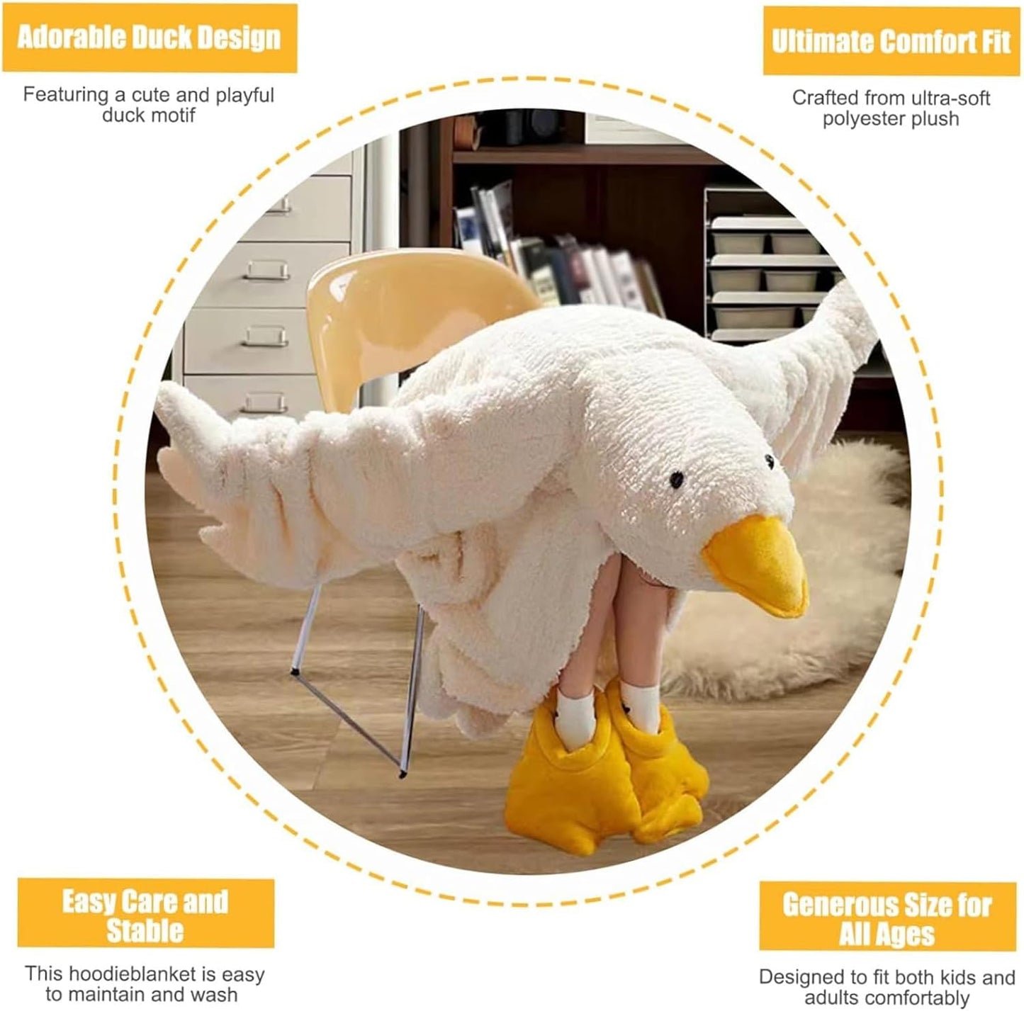 Wearable Blanket - Geese Shape Oversized Hoodie Sweatshirt, Ultra Soft Warming Pajama Wrap with Plush Lined Interior Giant