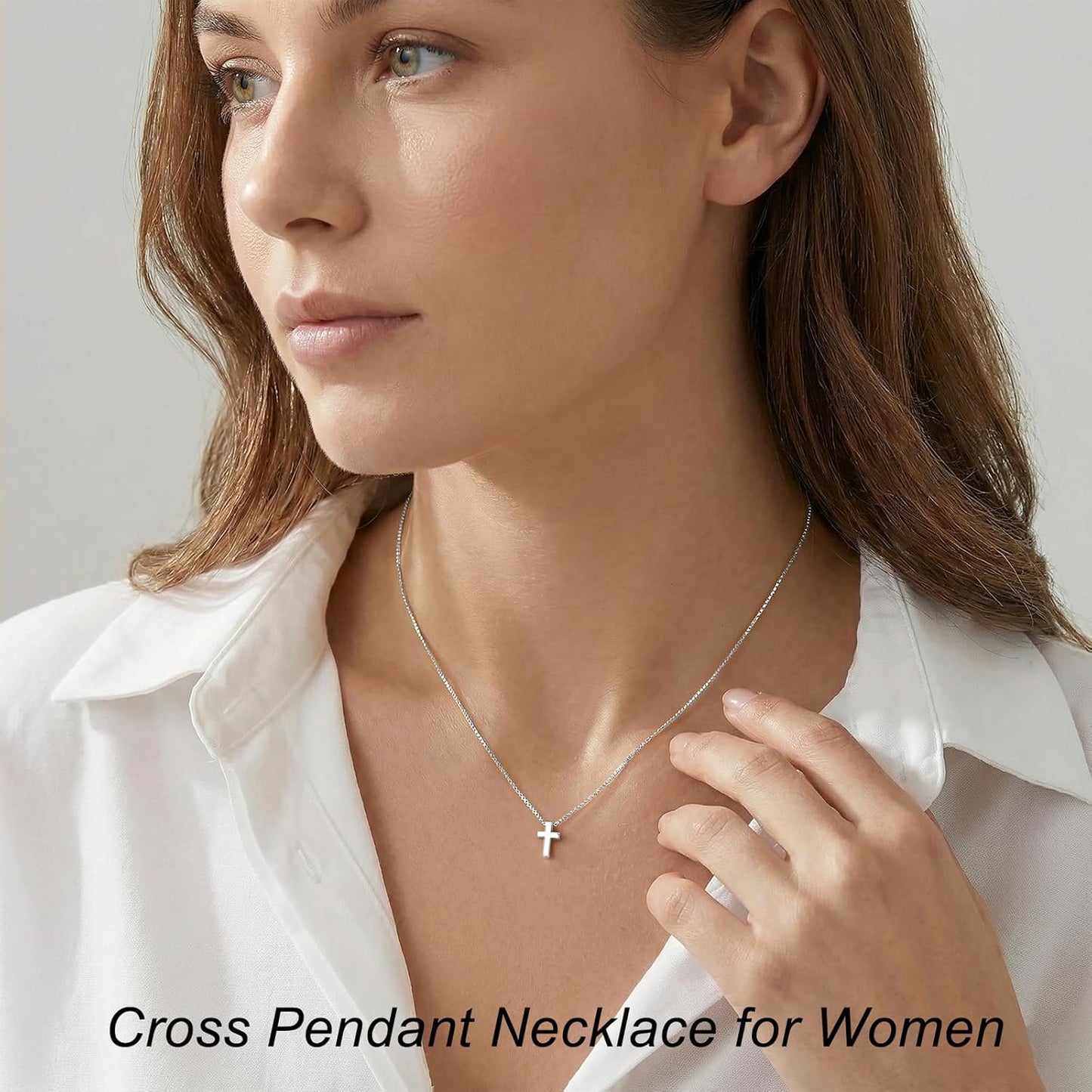 Easter Basket Stuffer Cross Necklace for Women Girls, Dainty 14K Gold Silver Plated Cross Choker Jewelry Non Tarnish Waterproof Cute Simple Small Necklace Christian Baptism Religious Faith Jewelry Gifts