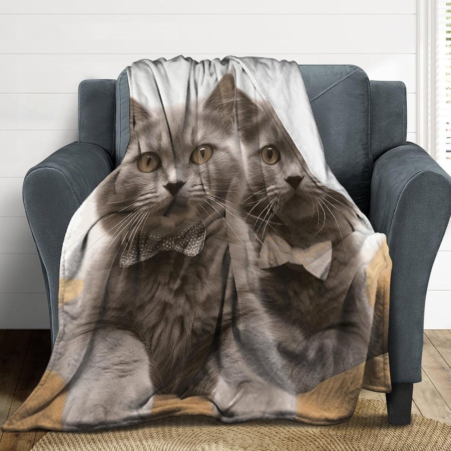 Funny Cats Throw Blanket for Couch Super Soft Warm Lightweight Throw Blankets Cozy Flannel Bed Blanket Cute Decorative Blankets for All Seasons Home Decor Gift 40"*50" （100 * 130cm）