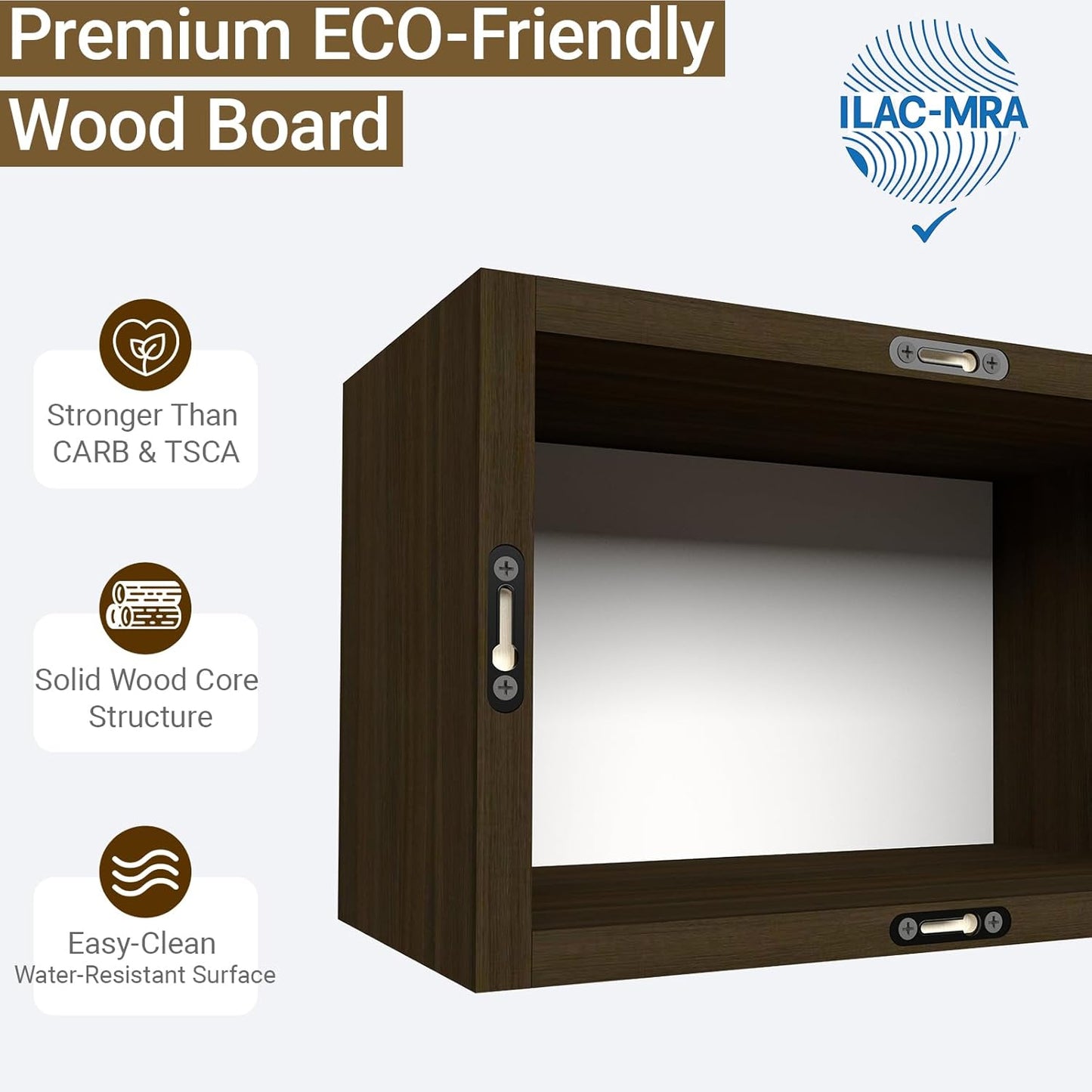Premium Black Walnut Floating Cube Shelves, Eco-Friendly Wood Box-Style Wall Storage Display Set of 3 — Pre-Assembled, Ready to Use, Modern Decorative Wall Shelf Units for Living Room, Bedroom &Office
