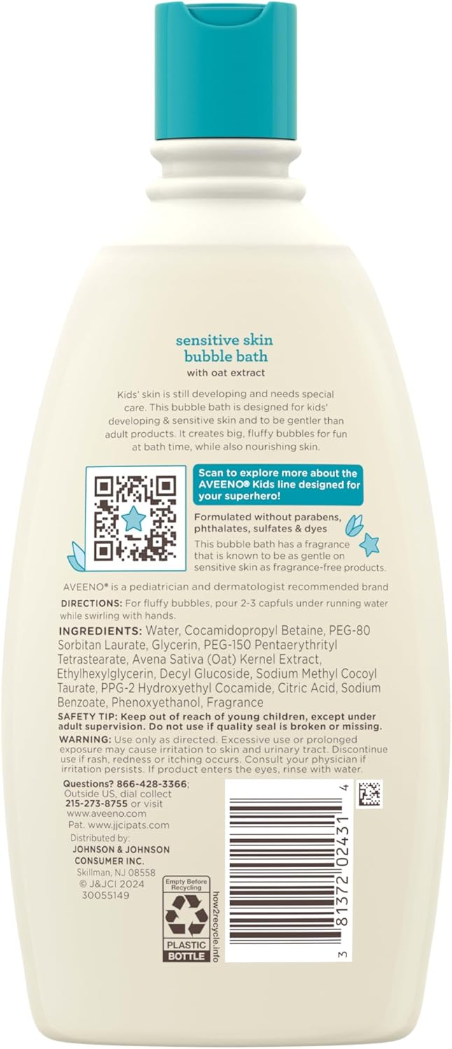 Aveeno Kids Bubble Bath Sensitive Skin 19.2 Ounce